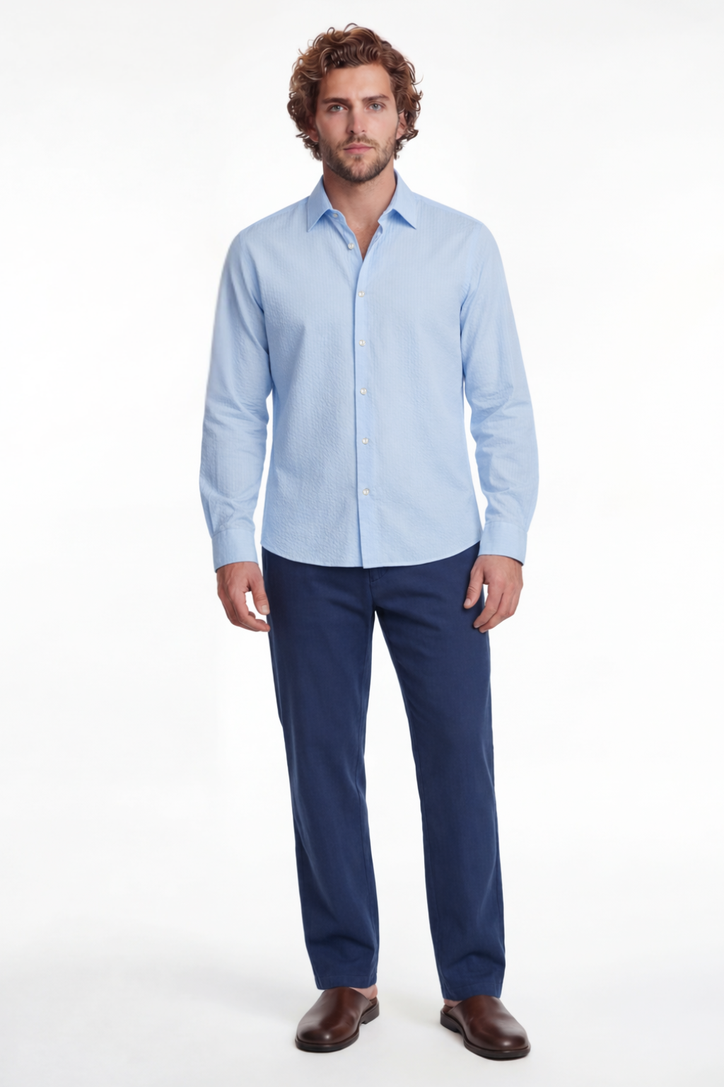 Camicia sportiva tessuto seersucker