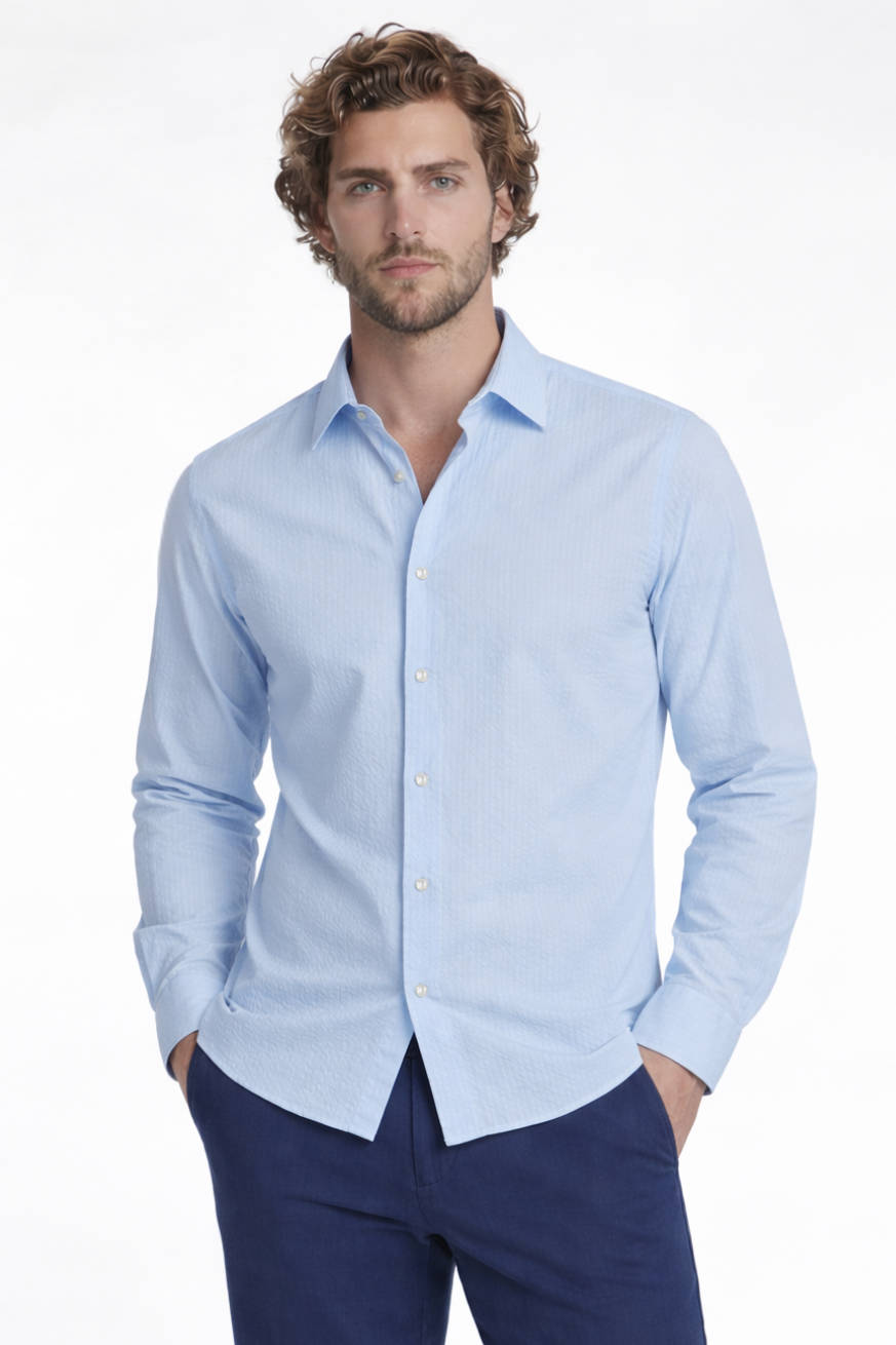 Camicia sportiva tessuto seersucker