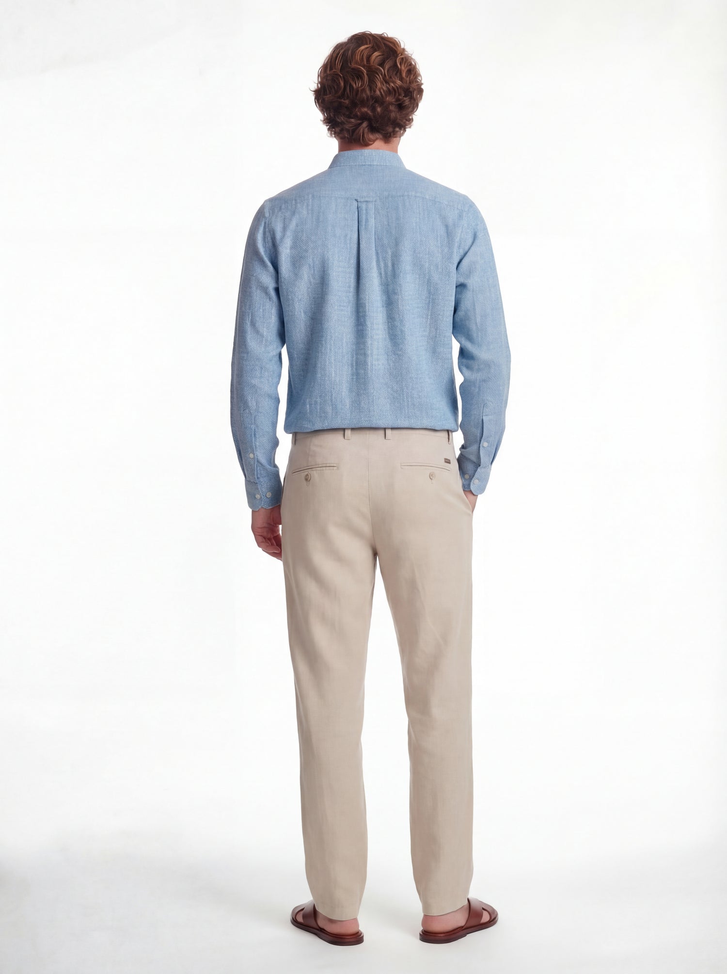 Camicia di lino celeste washed
