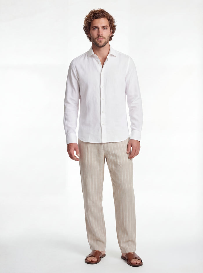 Camisa de lino blanca lavada