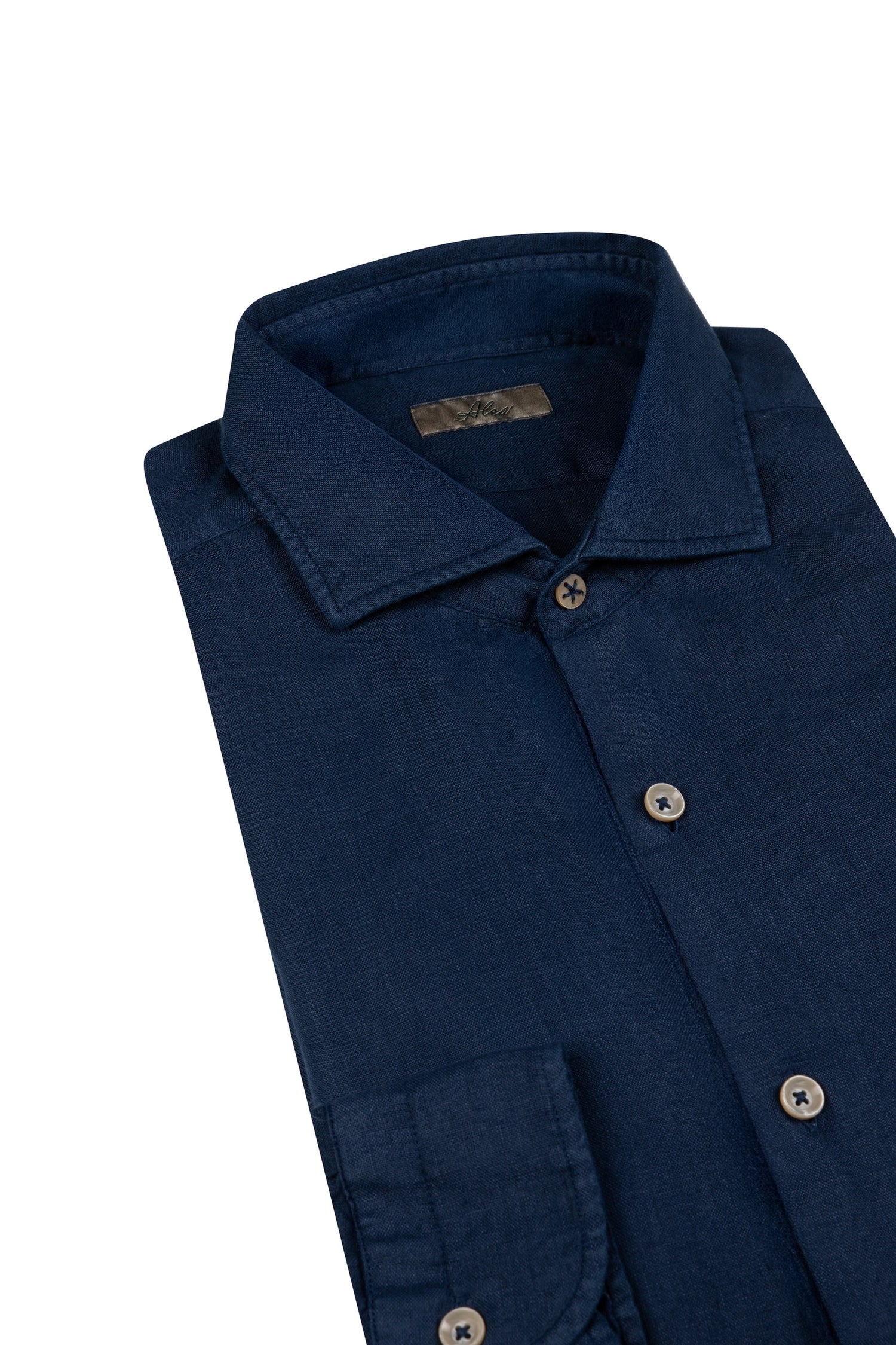 Camicia lino blu washed