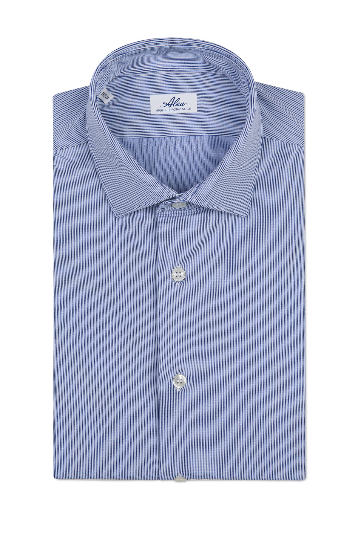 Camicia Active microdisegno bianco e blu no stiro