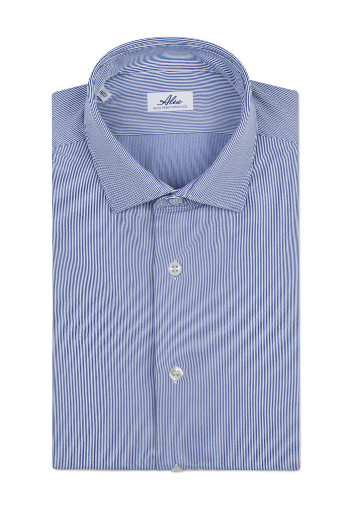 Camicia Active microdisegno bianco e blu no stiro