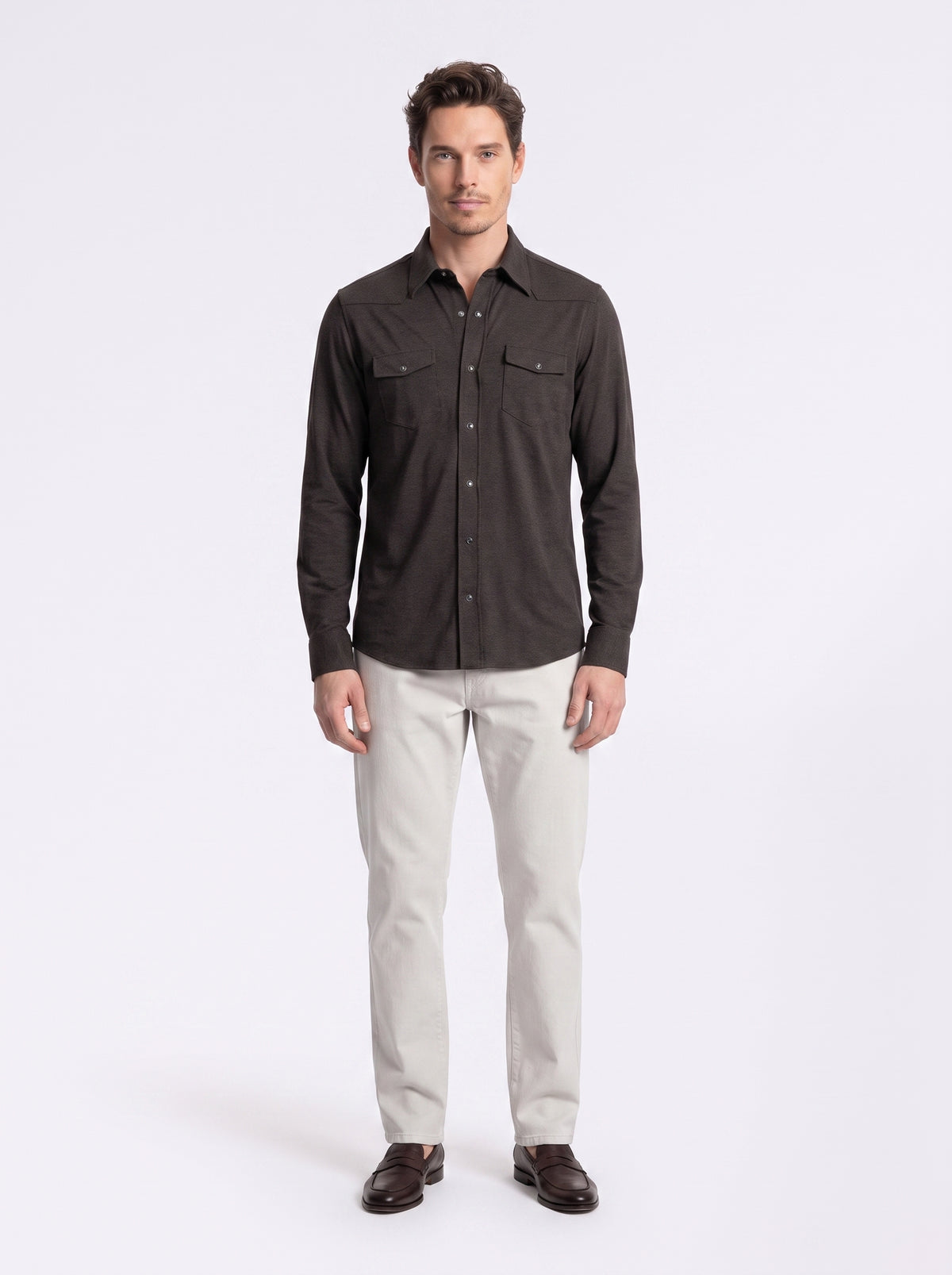 Camicia Active melange marrone no stiro