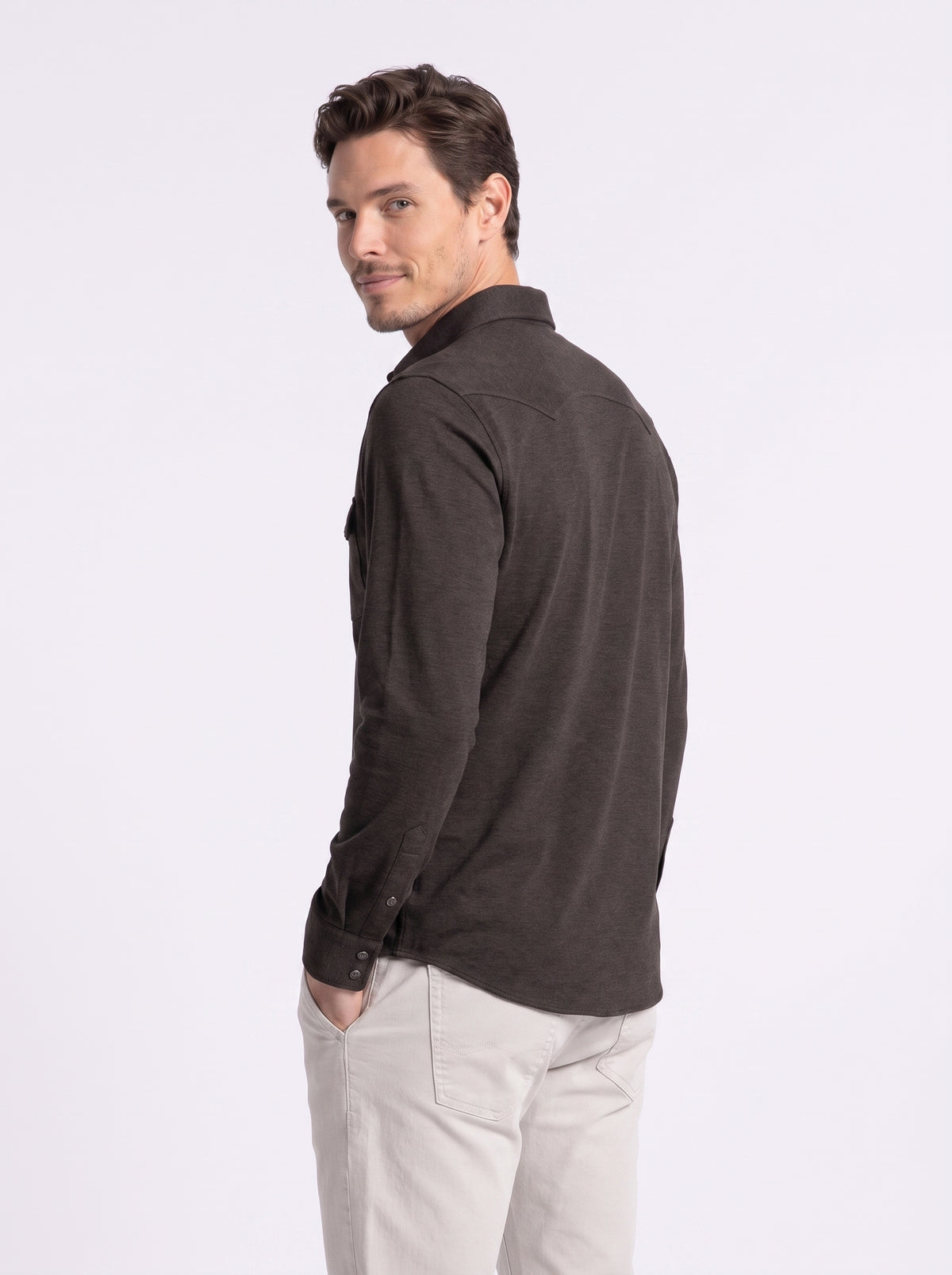 Camicia Active melange marrone no stiro