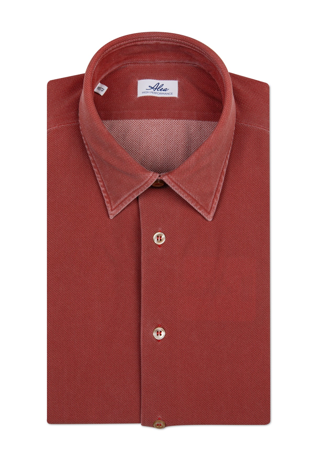 Camicia Active tinta unita colore coccio effetto delave' no stiro