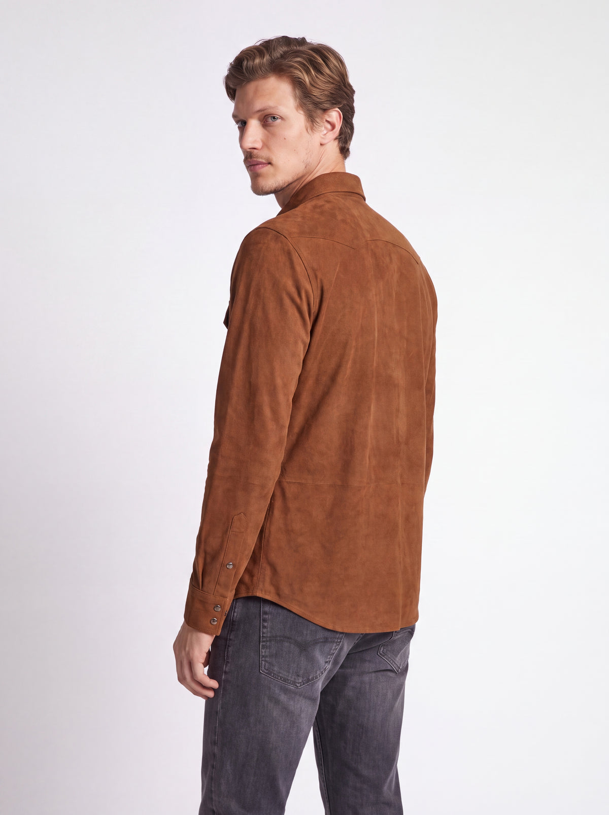 Camicia Active colore tabacco effetto daino no stiro