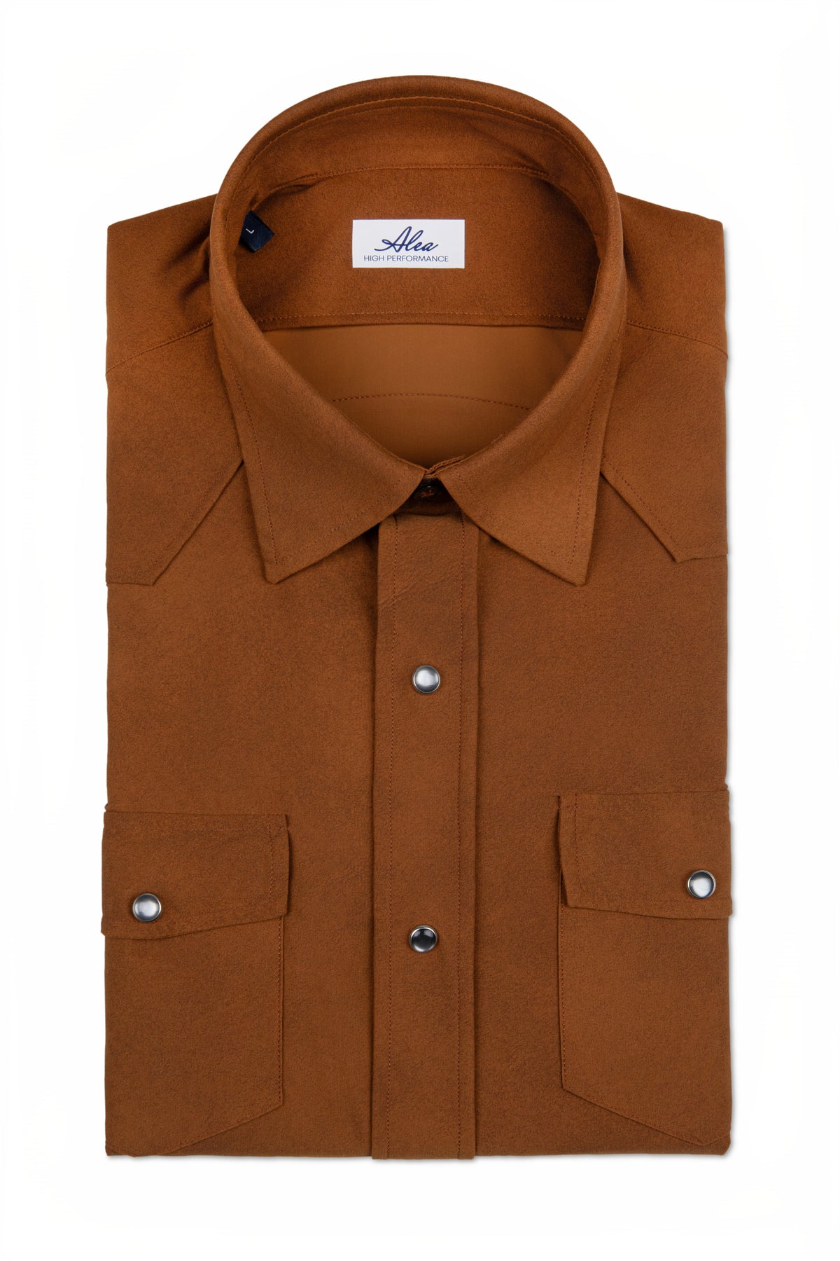Camicia Active colore tabacco effetto daino no stiro