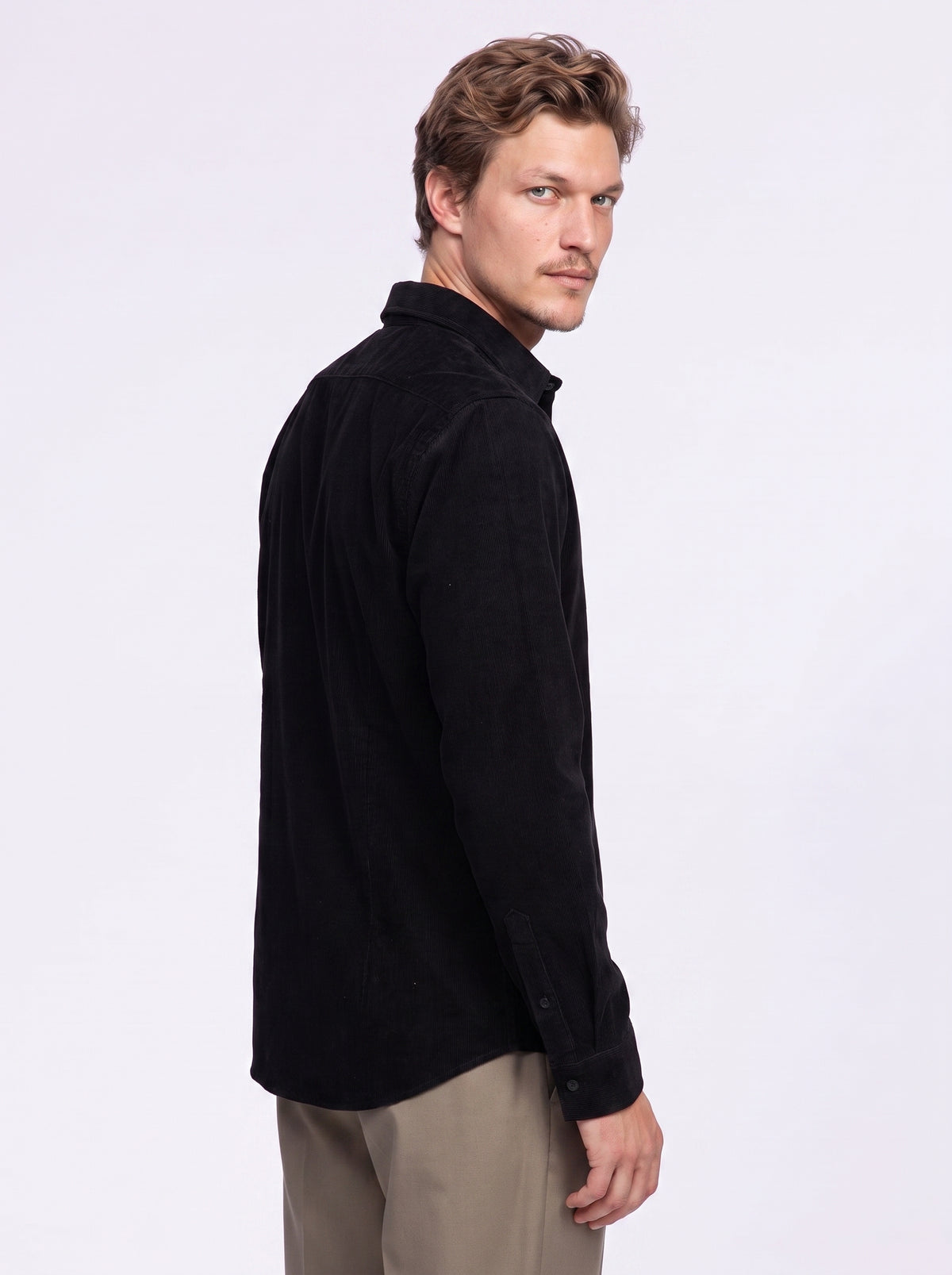 Camicia Active effetto velluto nero no stiro