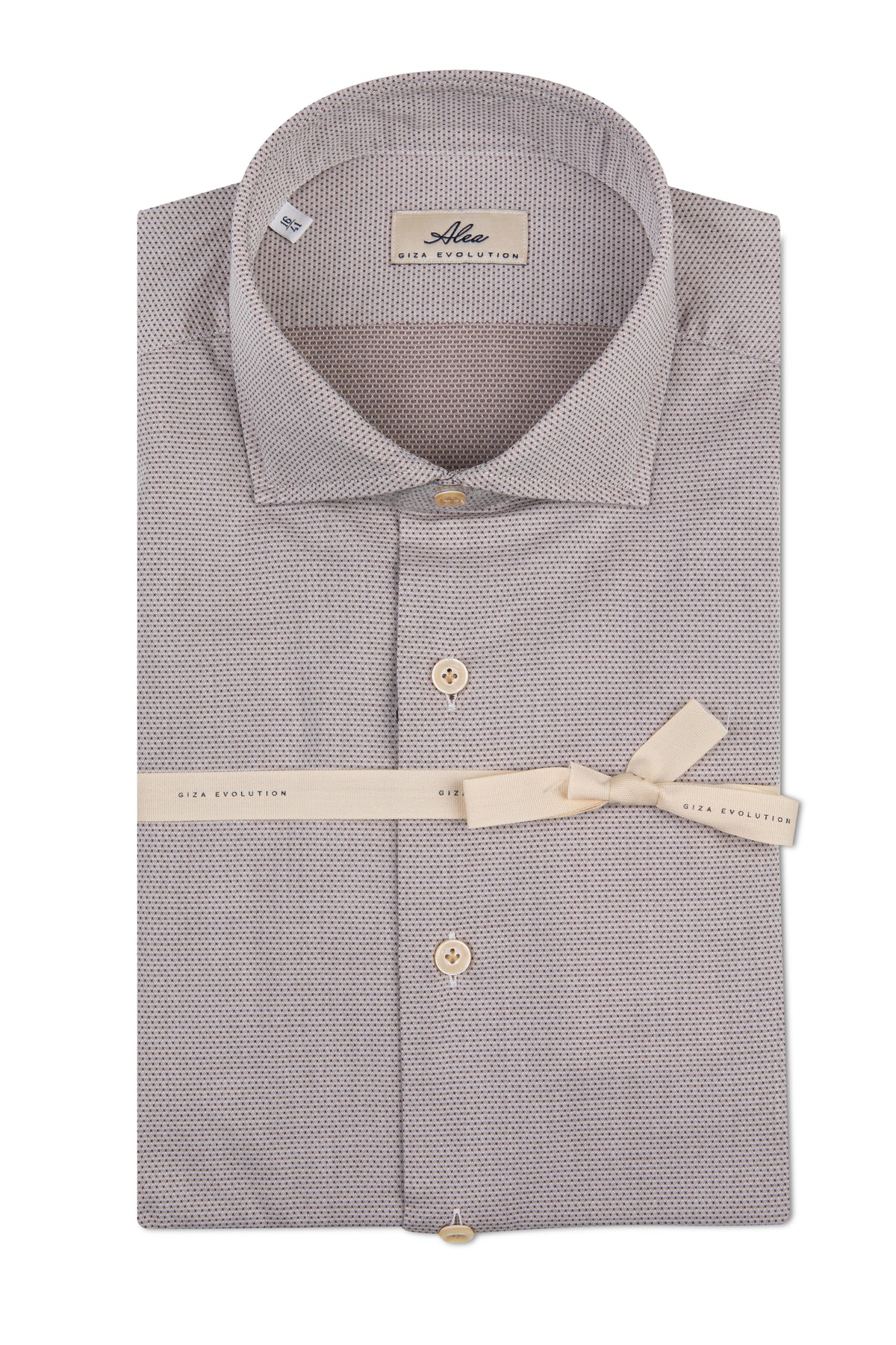 Camicia in cotone microoperato beige/marrone