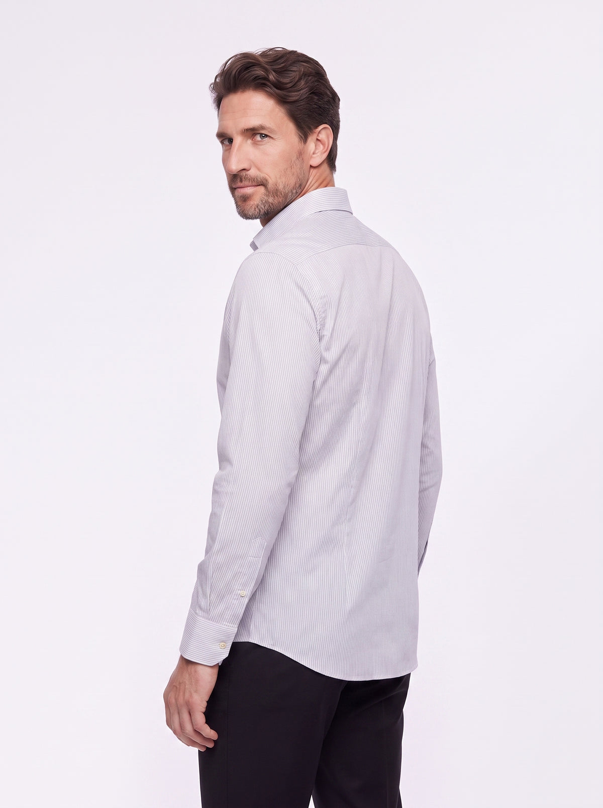 Camicia in cotone gessato bianco e nero