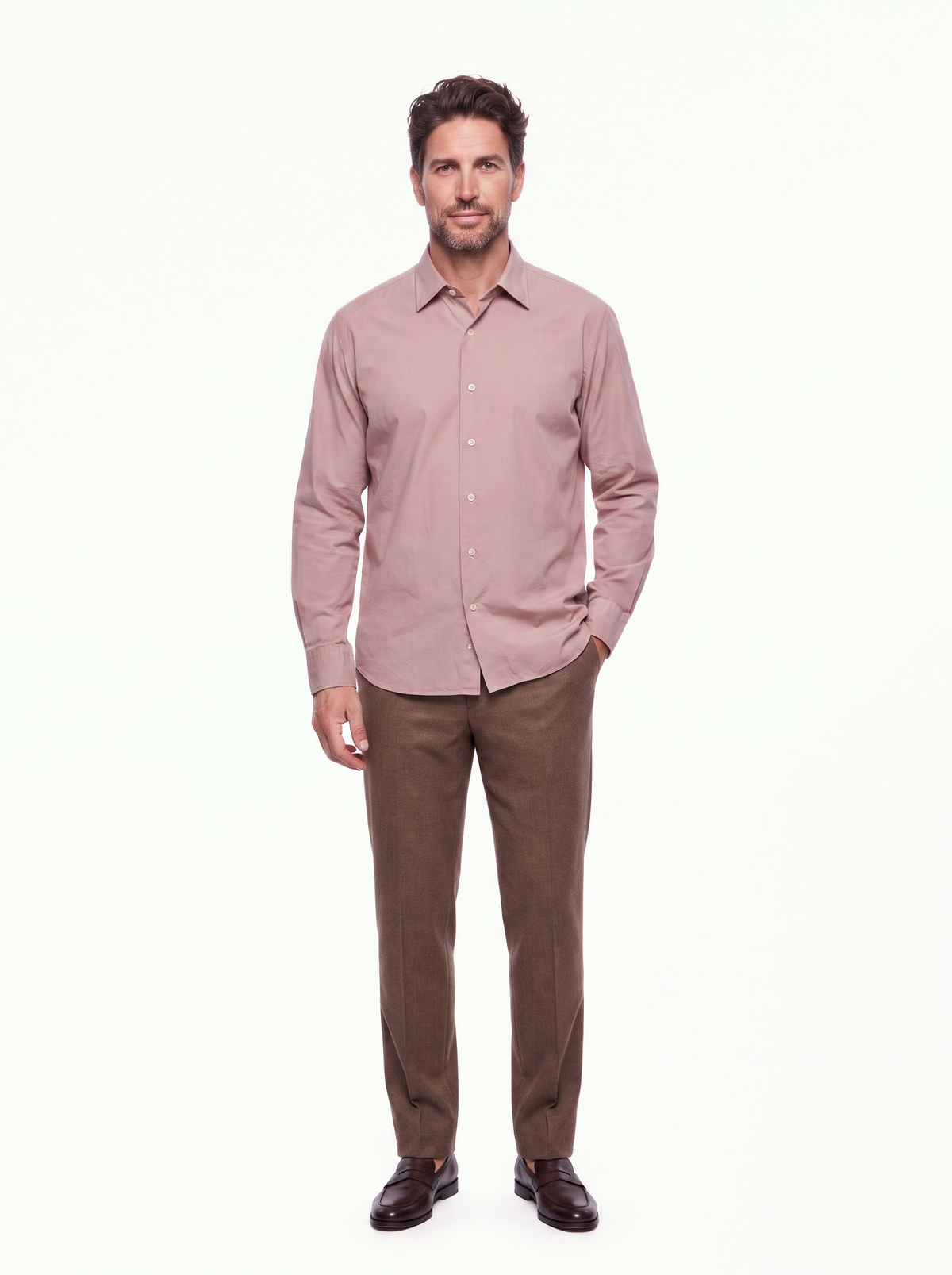 Camicia in cotone rosa cipria