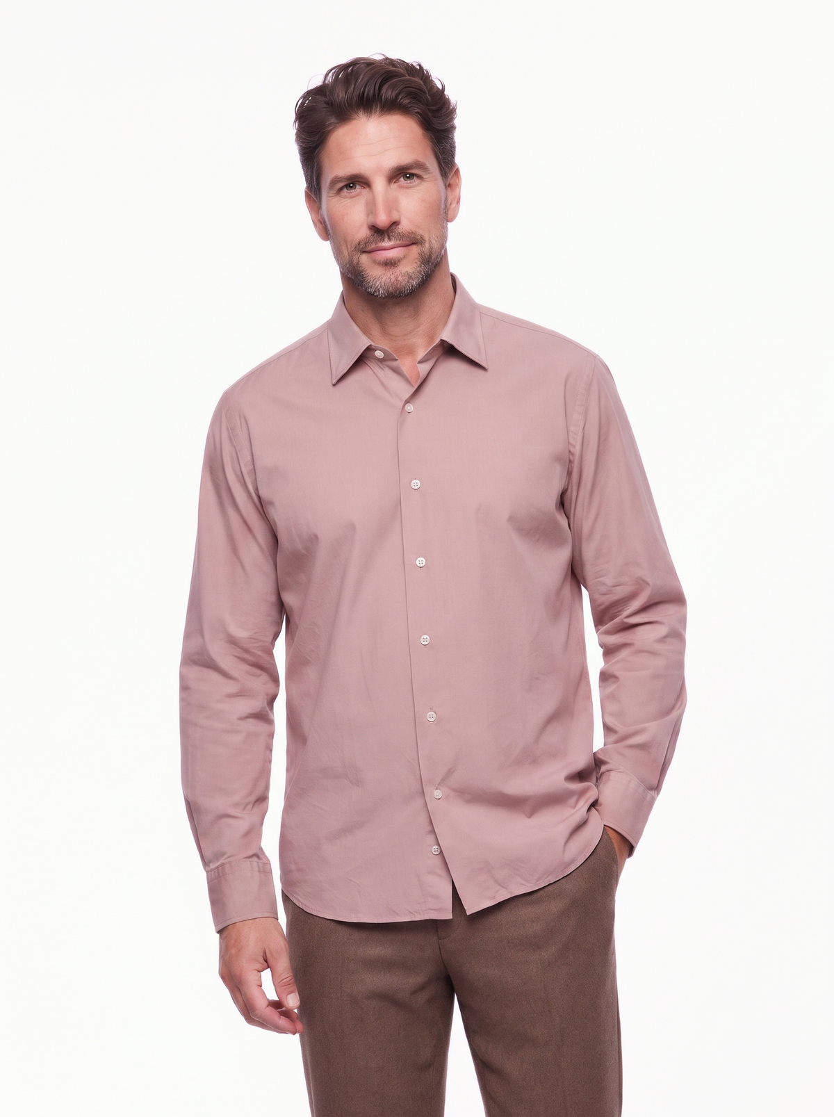 Camicia in cotone rosa cipria