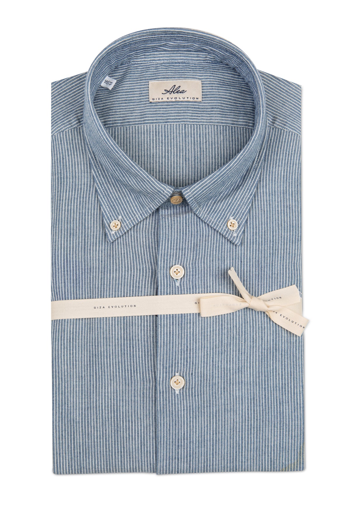Camicia in flanella effetto indaco gessato blu/bianco