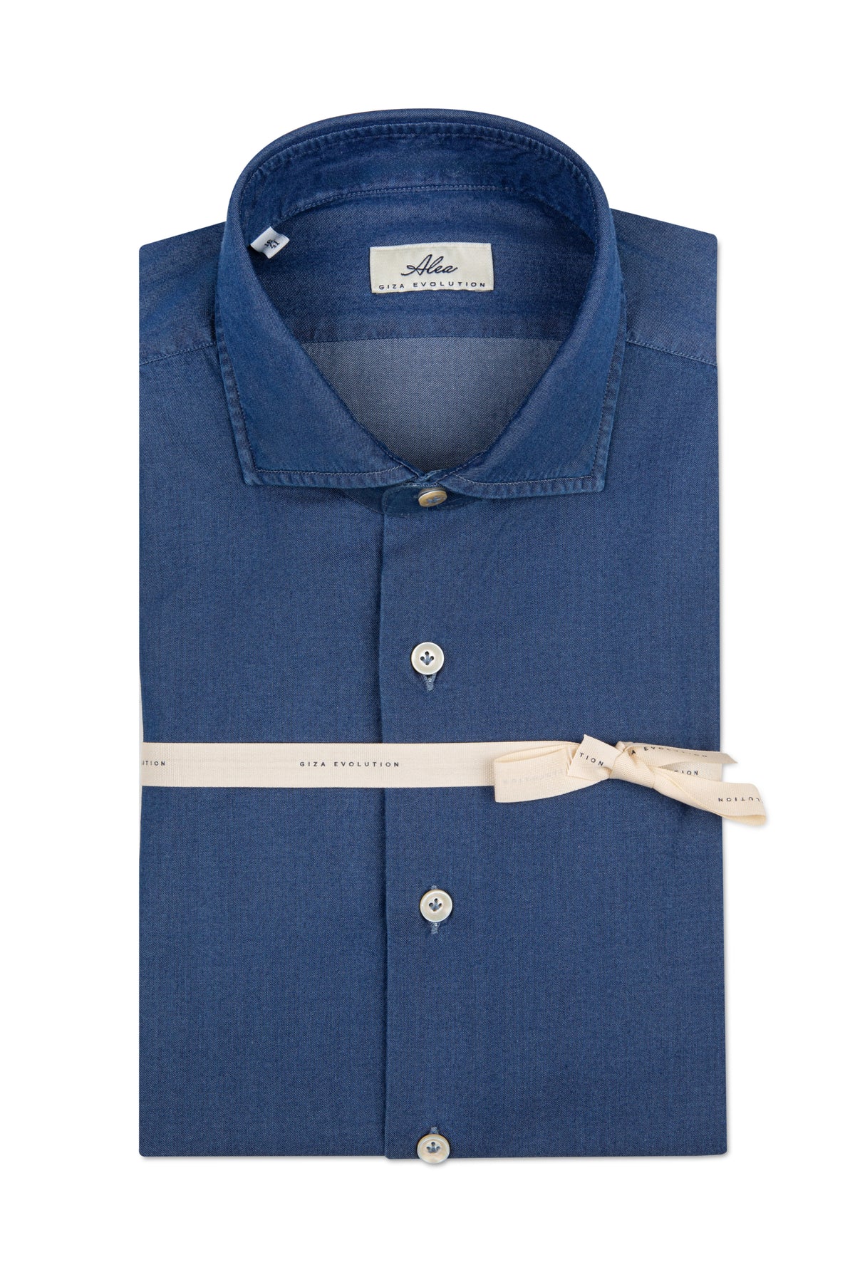 Camicia in twil denim doppio ritorto stone washed blu