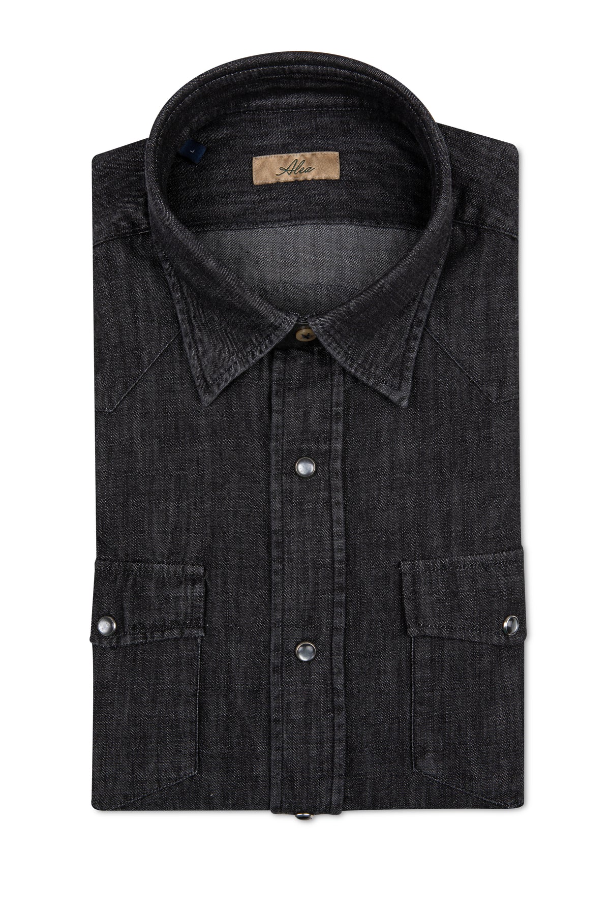 Camicia da uomo in twill denim black stone washed nero