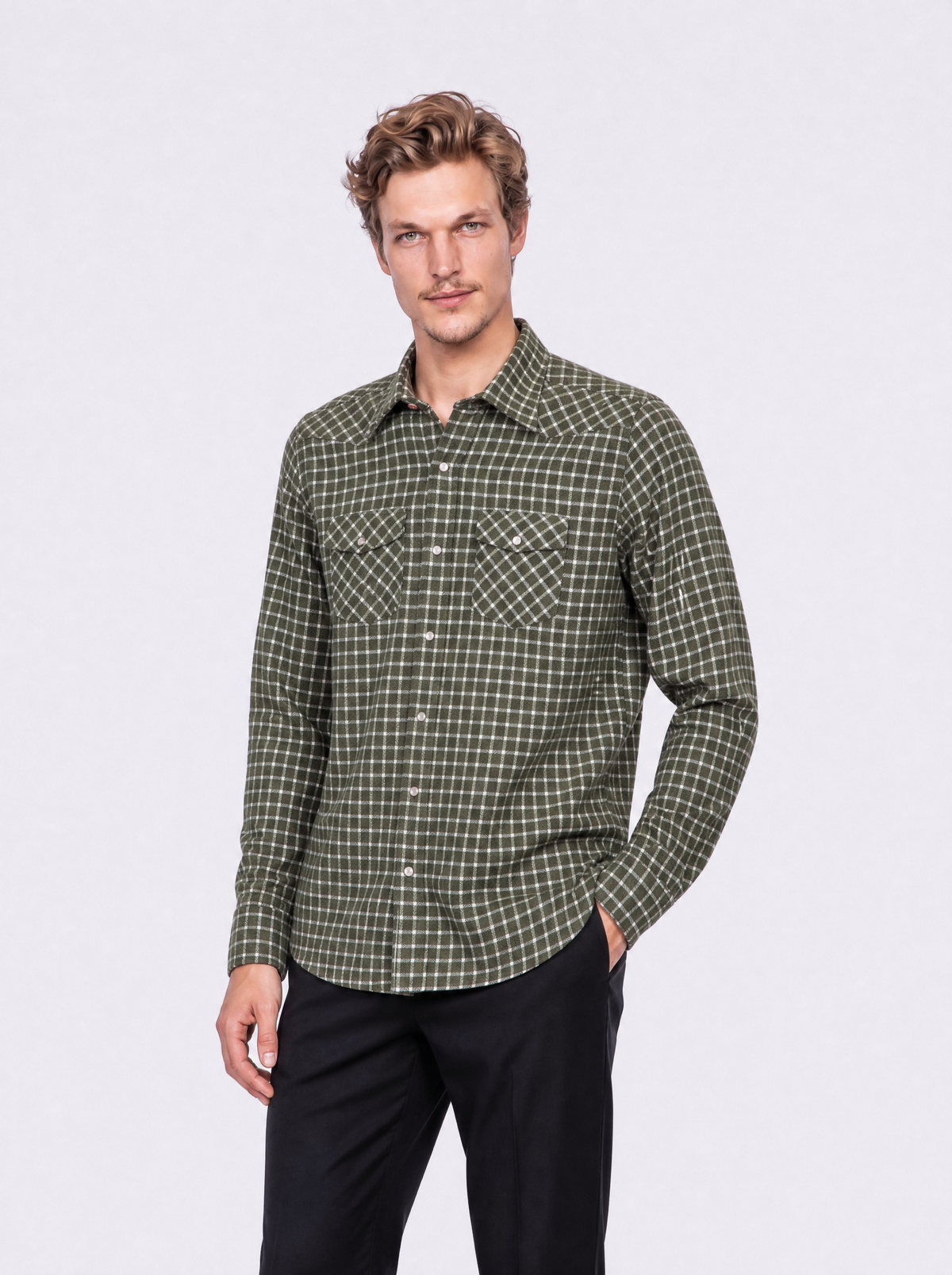 Camicia in flanella check verde