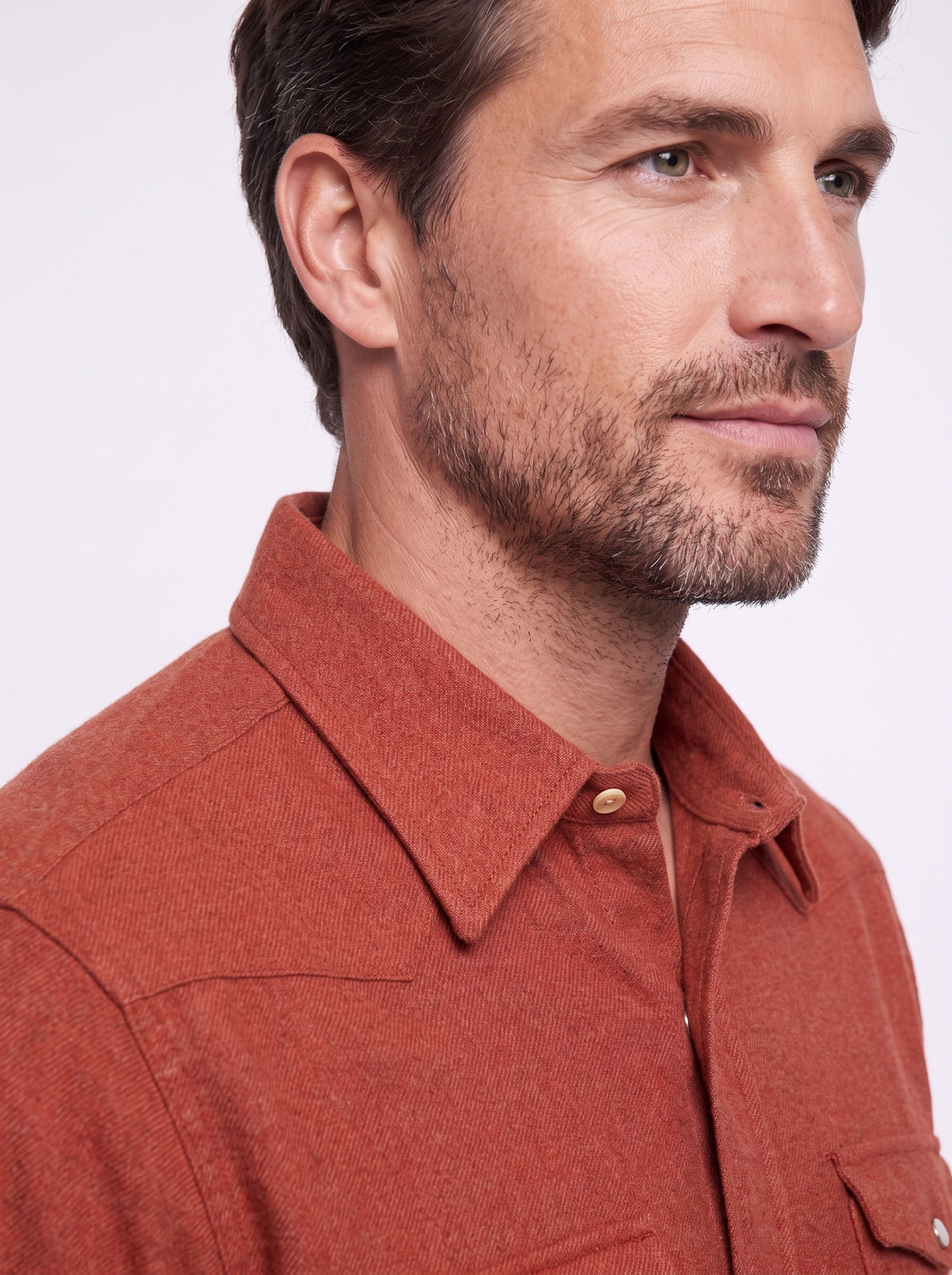 Camicia in flanella arancio effetto melange