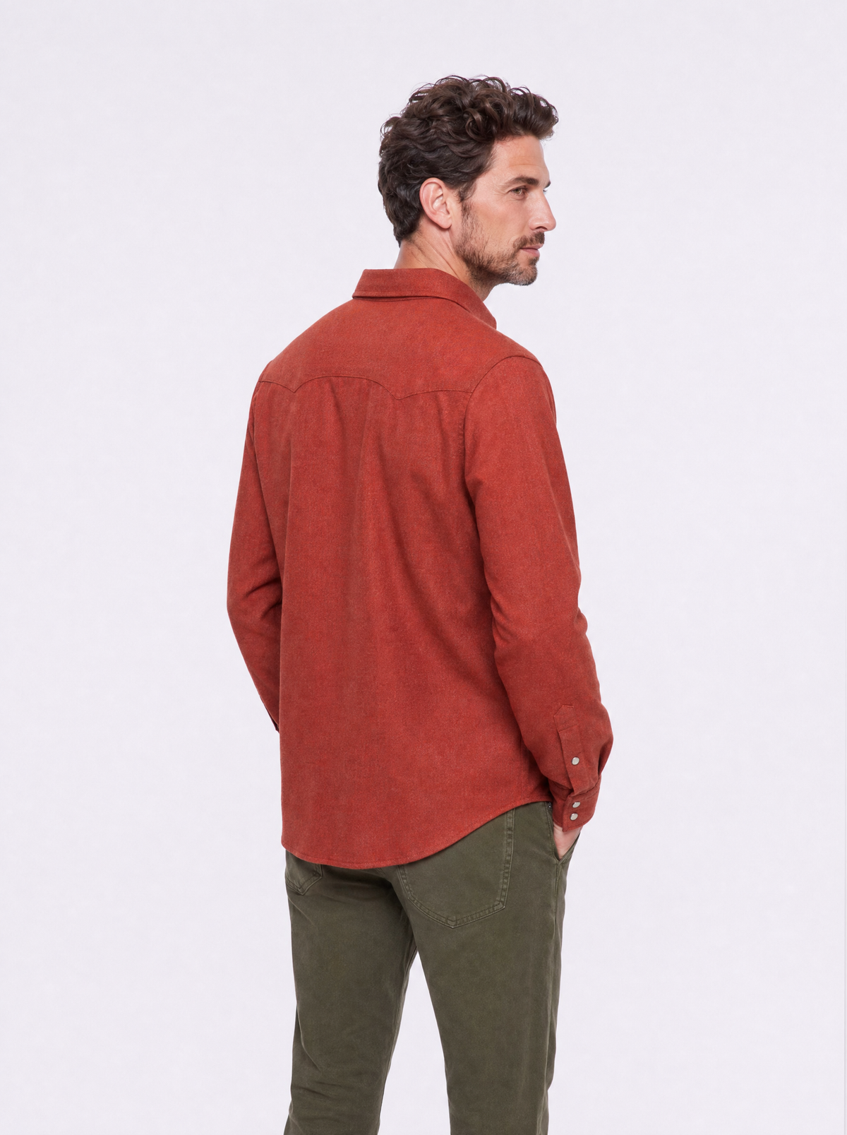 Camicia in flanella arancio effetto melange