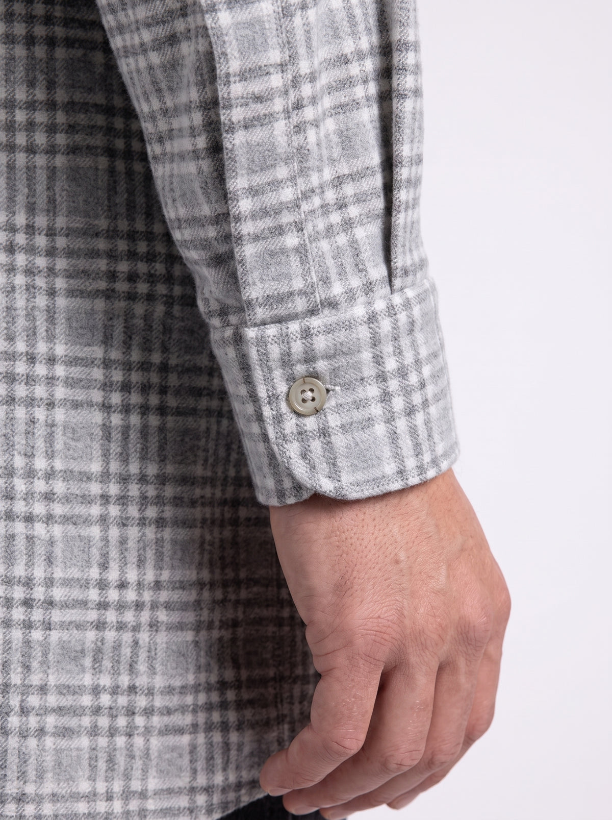 Camicia in flanella effetto check grigio melange
