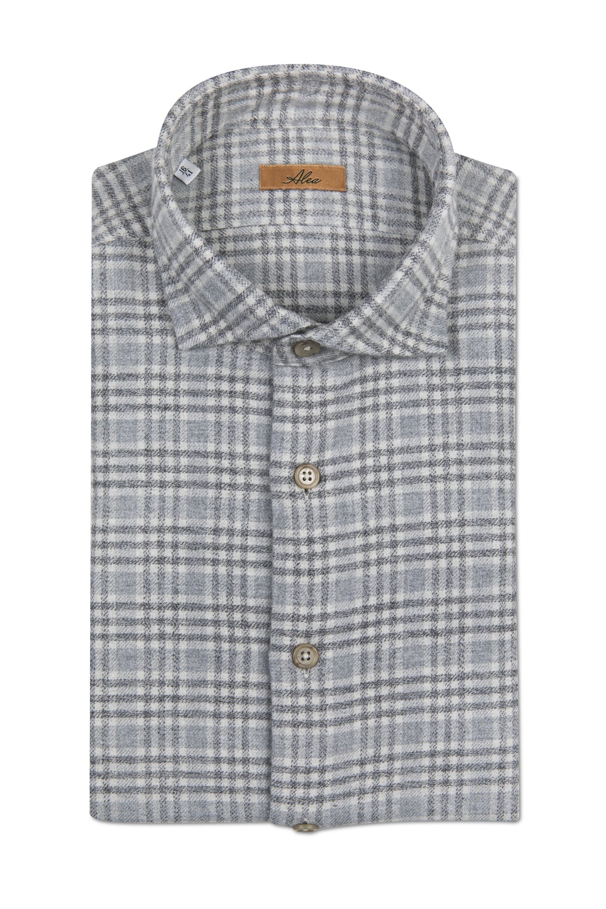 Camicia in flanella effetto check grigio melange