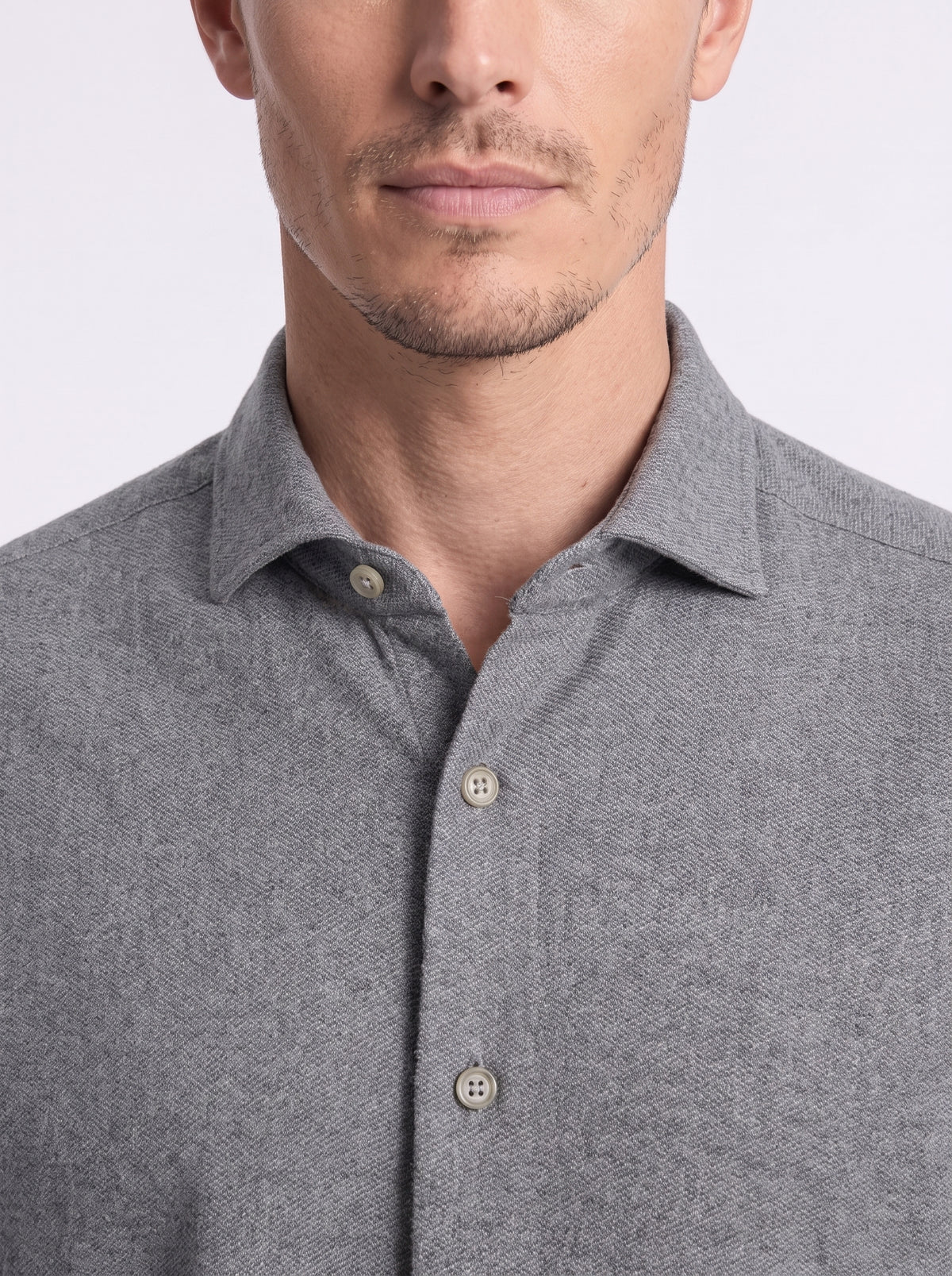 Camicia in flanella effetto melange grigio