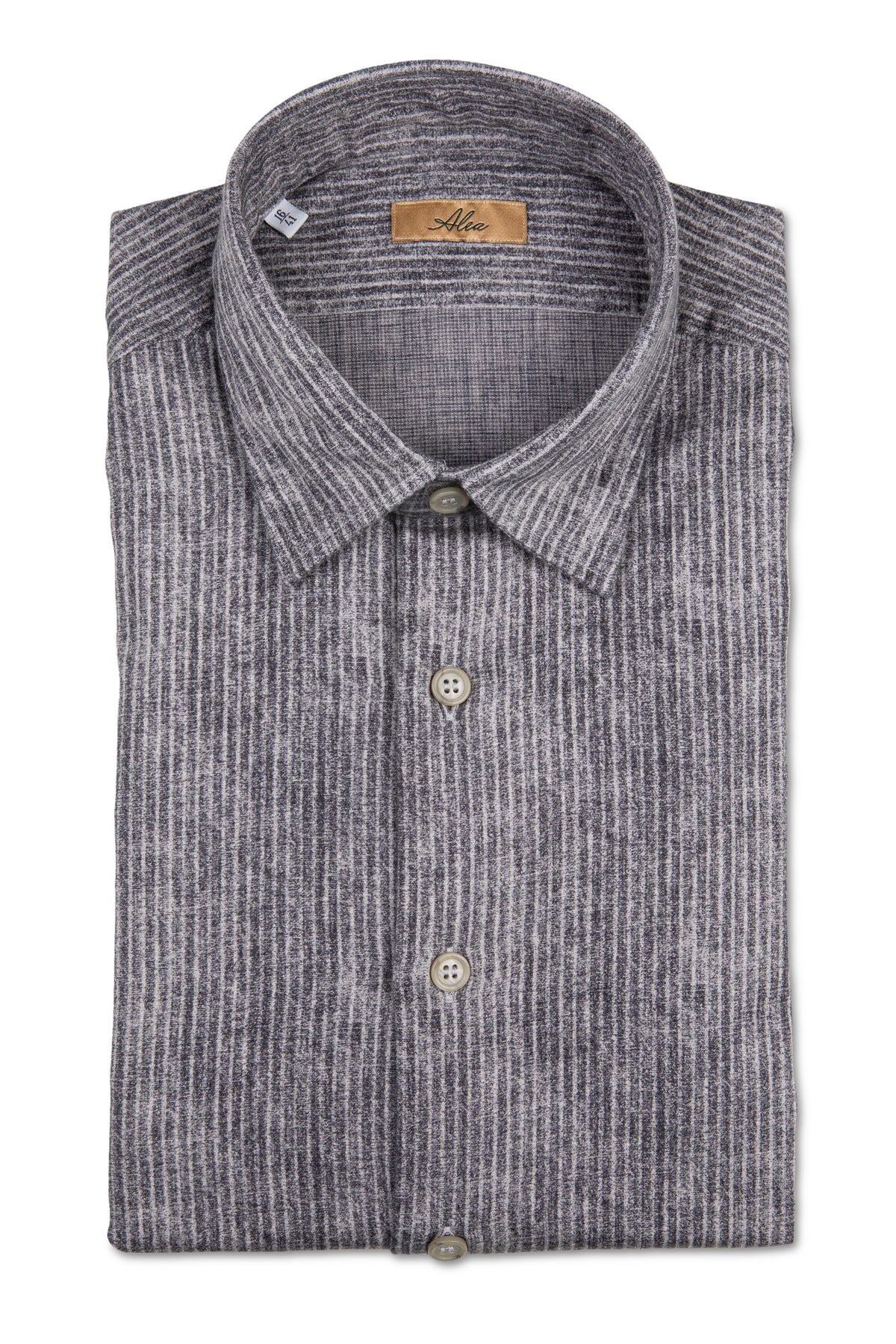 Camicia in flanella doppia stampa effetto gessato grigio