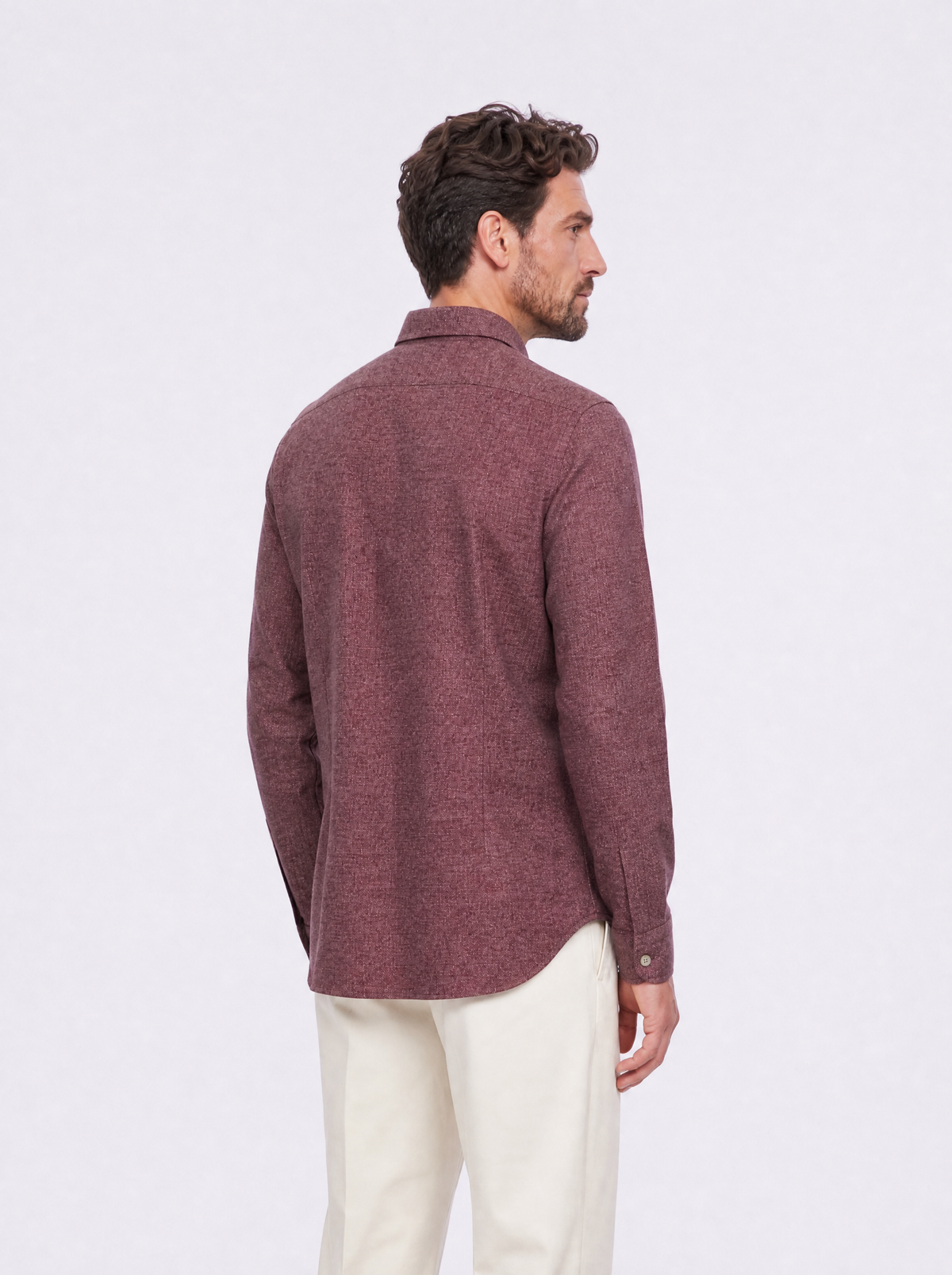 Camicia flanella effetto mouline' bordeaux