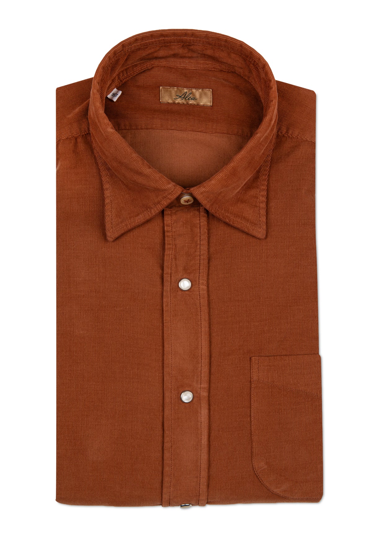 Camicia in velluto 2000 righe tinto capo tabacco