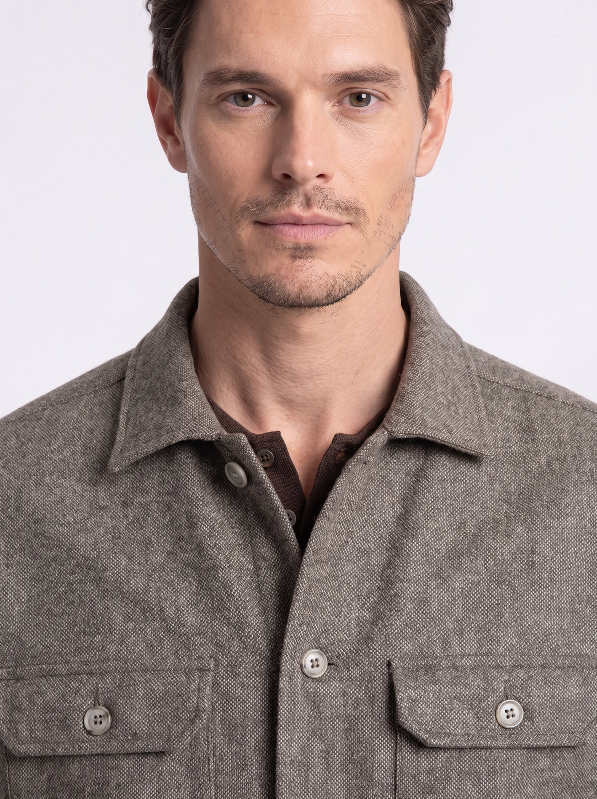 Overshirt effetto melange con tasche beige