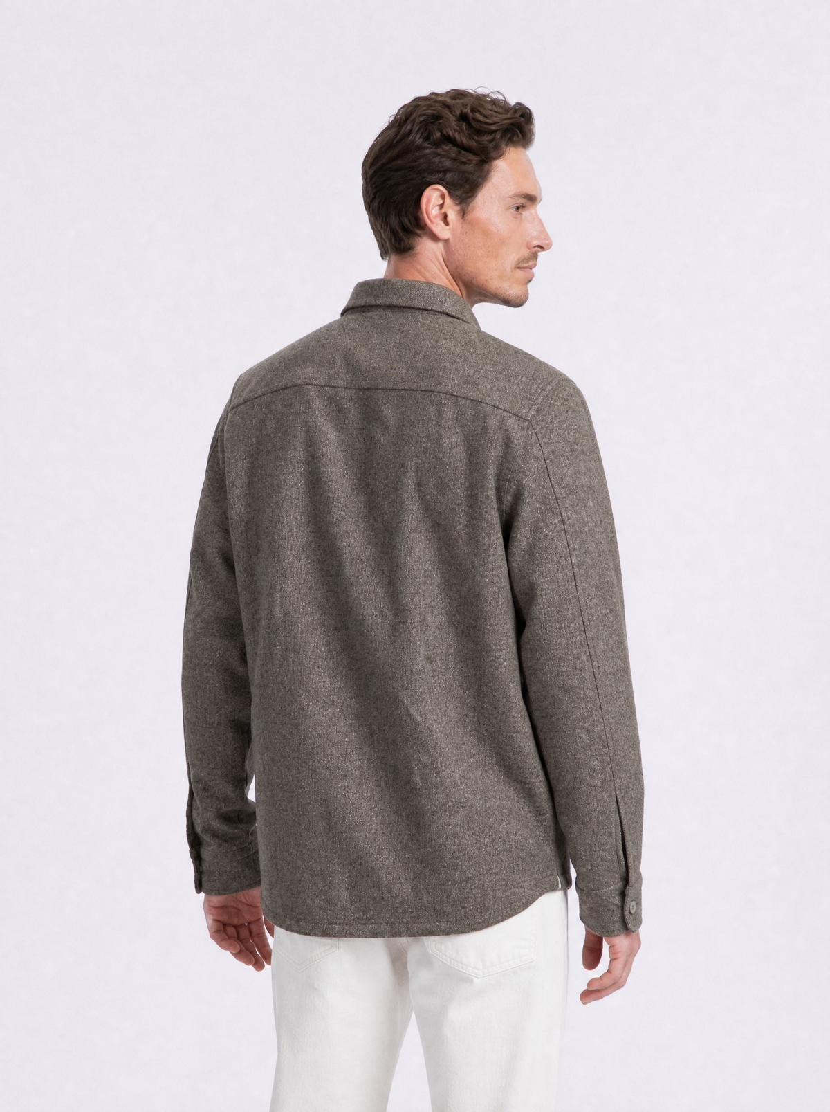 Overshirt effetto melange con tasche beige