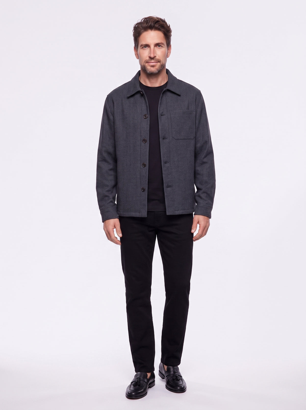 Overshirt effetto melange con tasche grigio