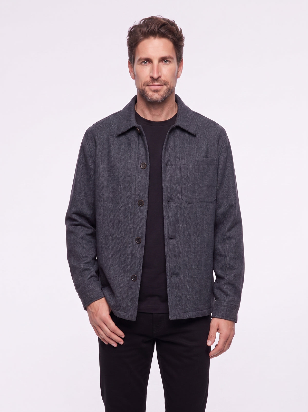 Overshirt effetto melange con tasche grigio