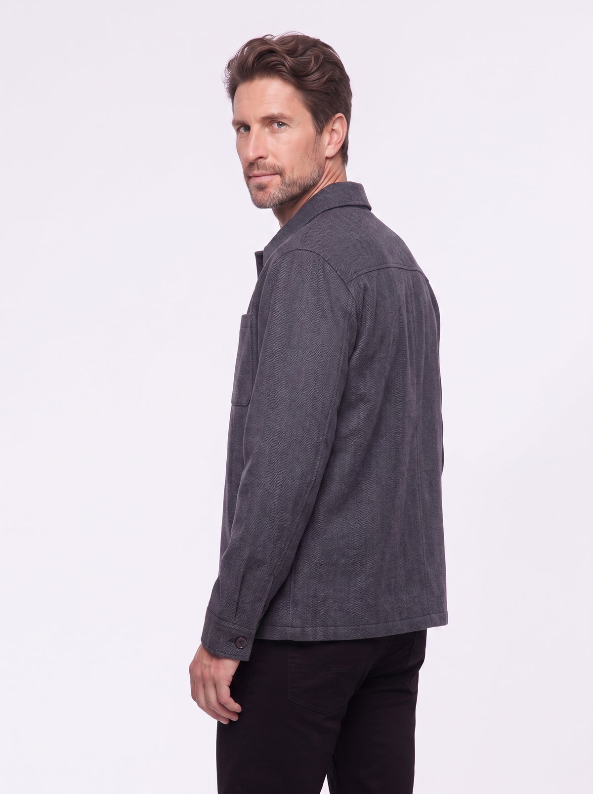 Overshirt effetto melange con tasche grigio