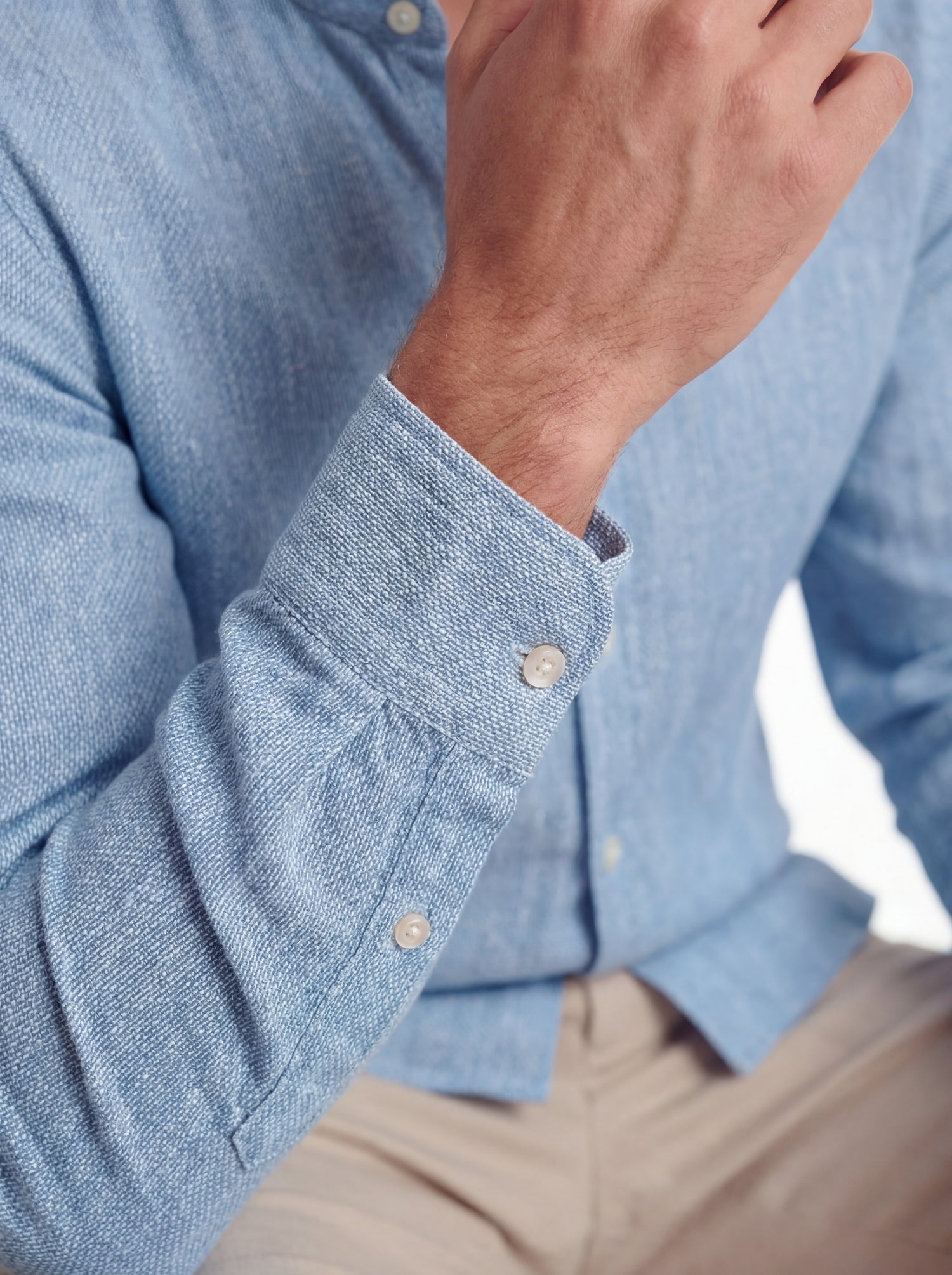 Camicia di lino celeste washed
