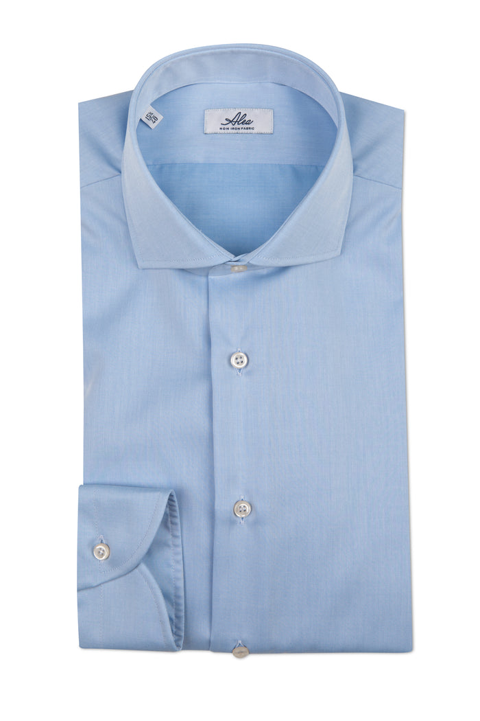 Camisa azul cielo clásica de algodón no iron