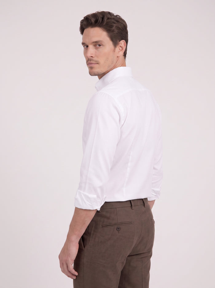 Camisa blanca clásica de algodón sin planchado