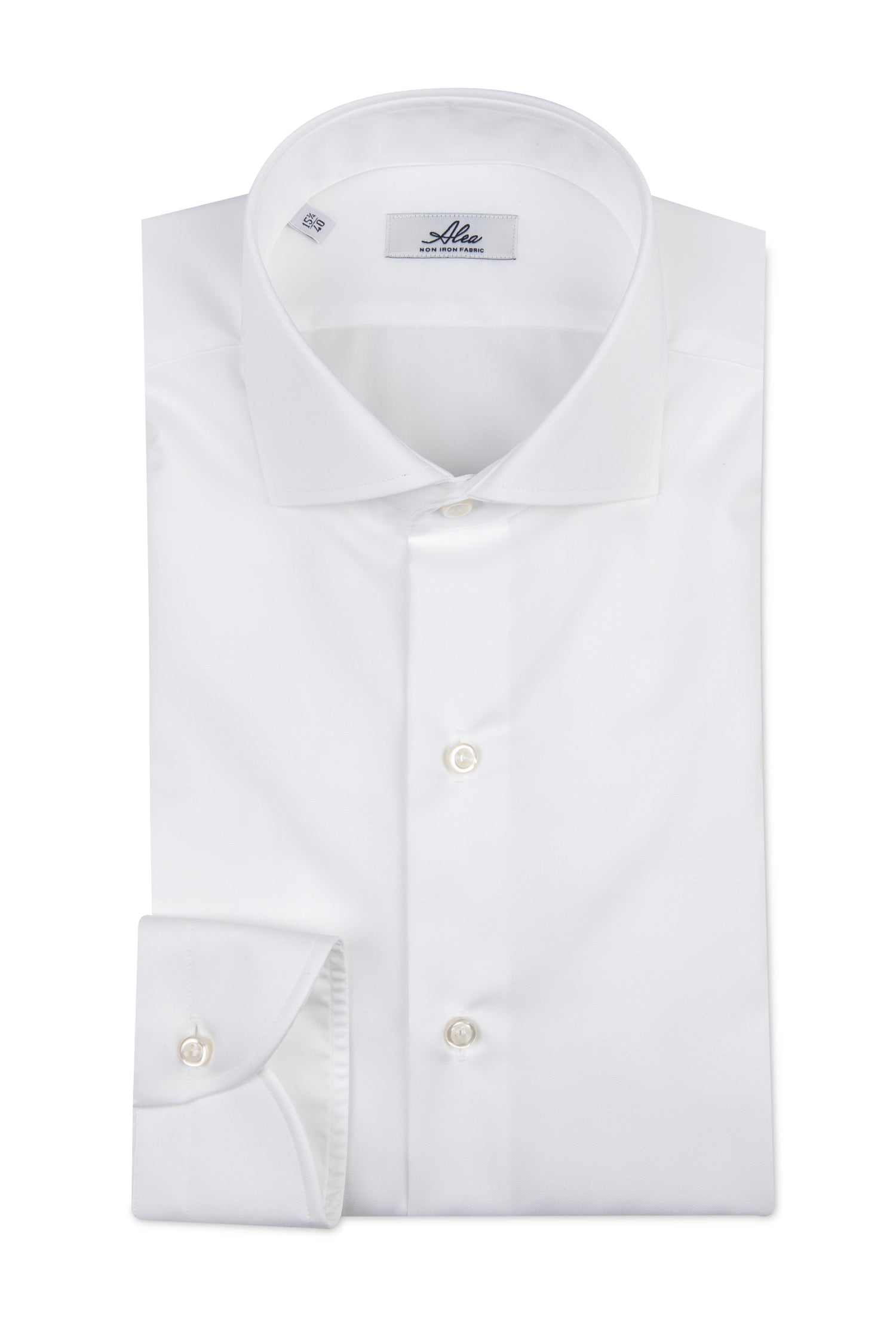 Camisa blanca clásica de algodón sin planchado