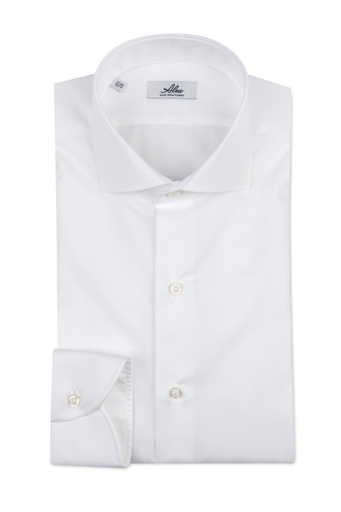 Camisa blanca clásica de algodón sin planchado