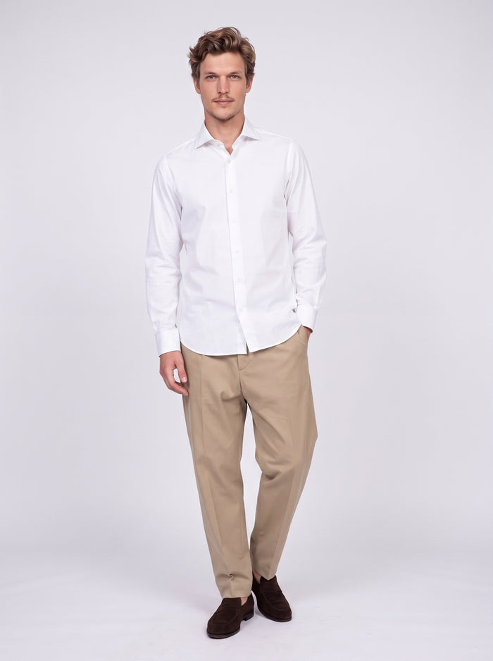 Camisa blanca de algodón Giza doble retorcido