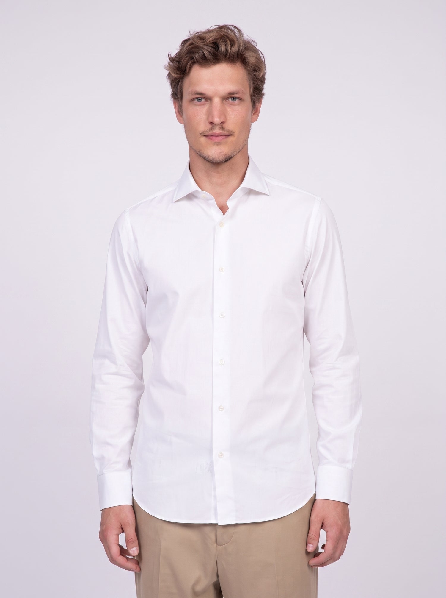 Camicia bianca in cotone giza doppio ritorto