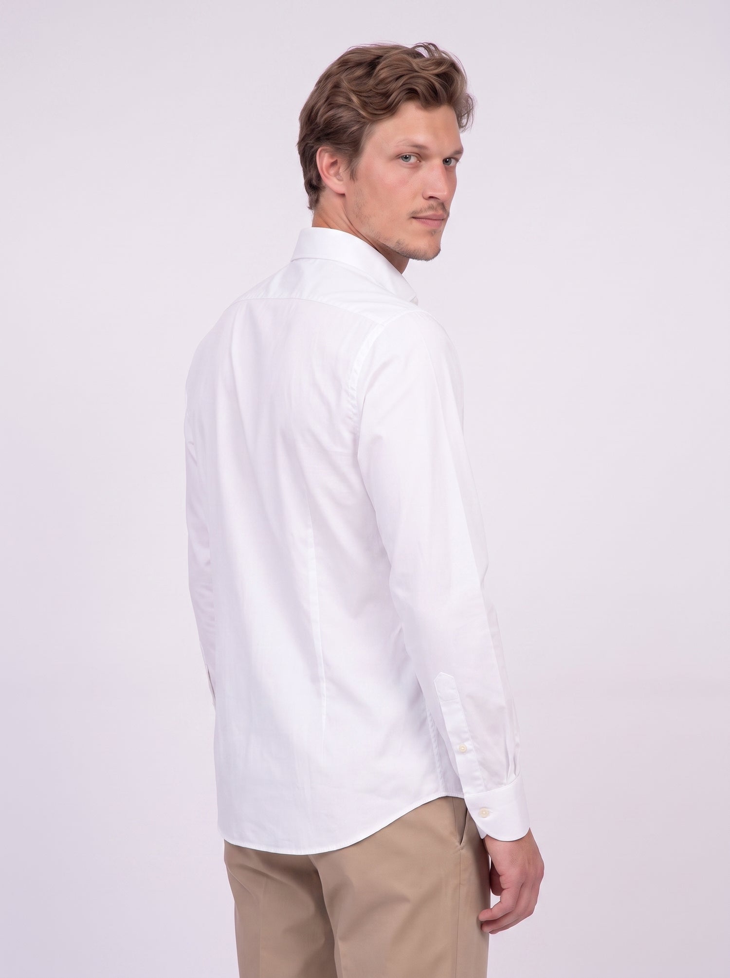 Camisa blanca de algodón Giza doble retorcido