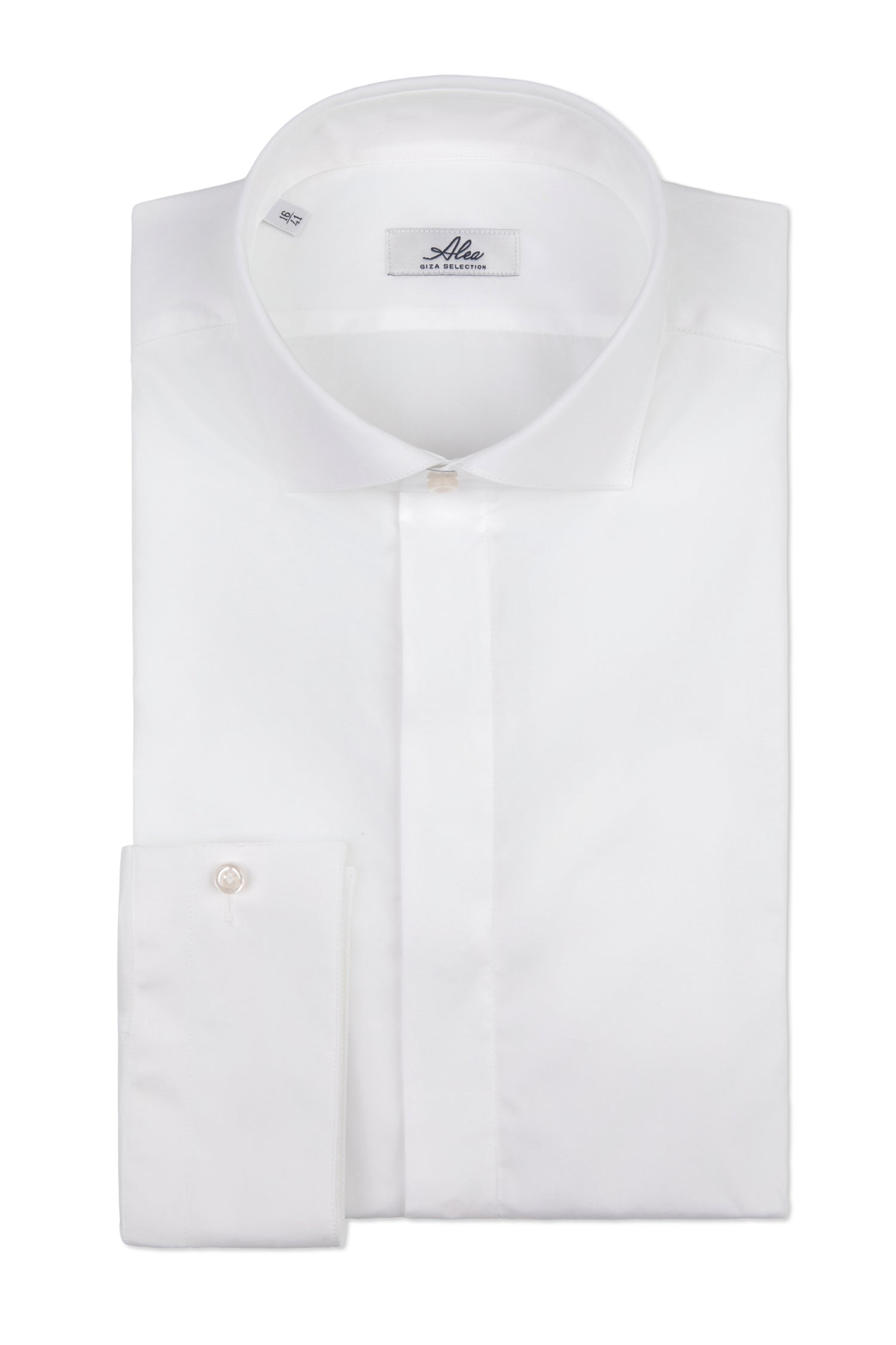 Camisa clásica blanca elegante de ceremonia de algodón giza