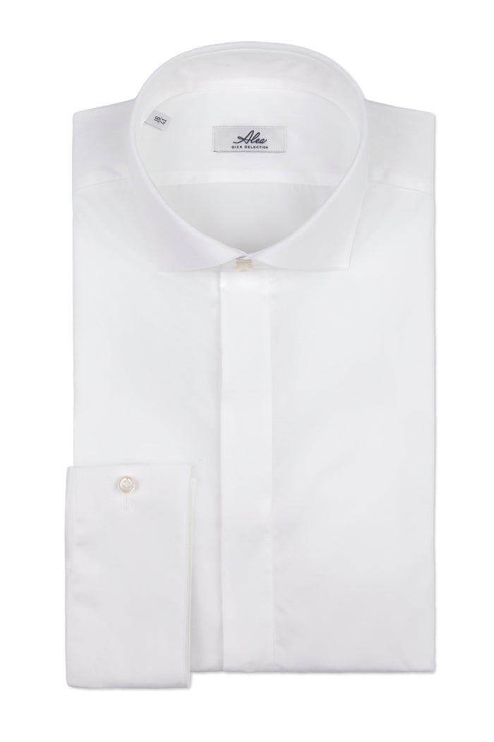 Camisa clásica blanca elegante de ceremonia de algodón giza