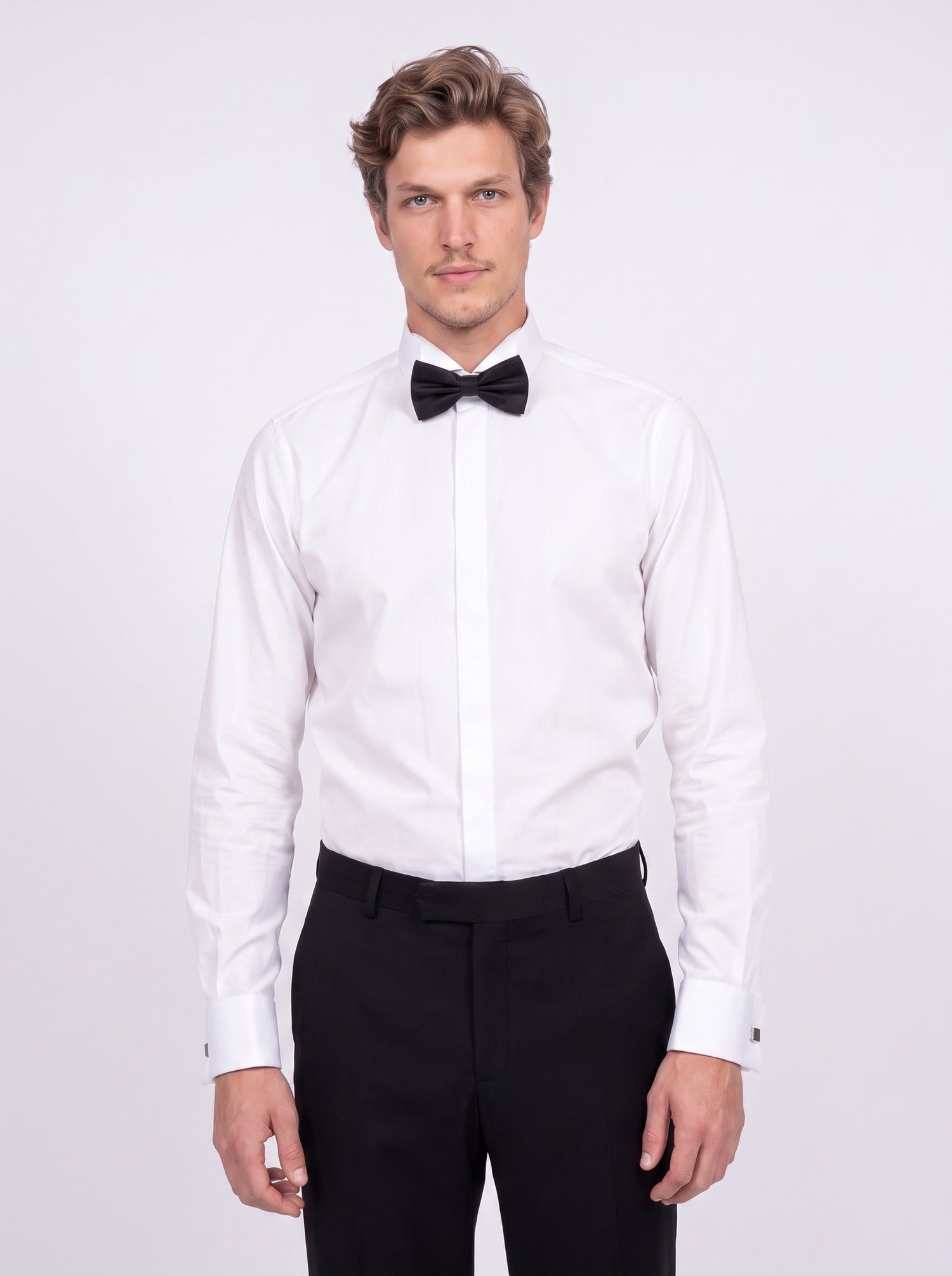 White formal shirt with tuxedo collar
