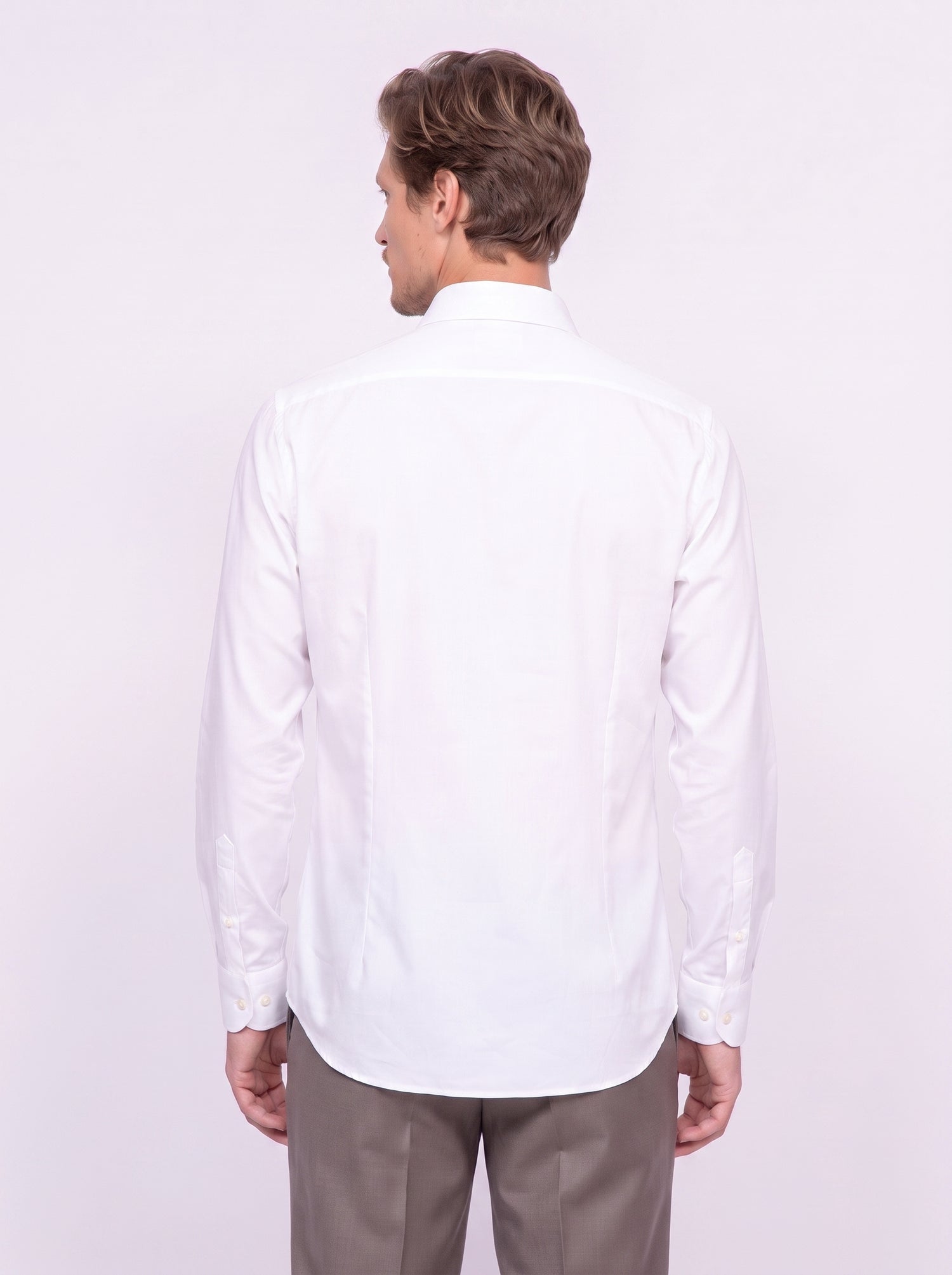 Camisa de hombre lisa de algodón doble retorcido