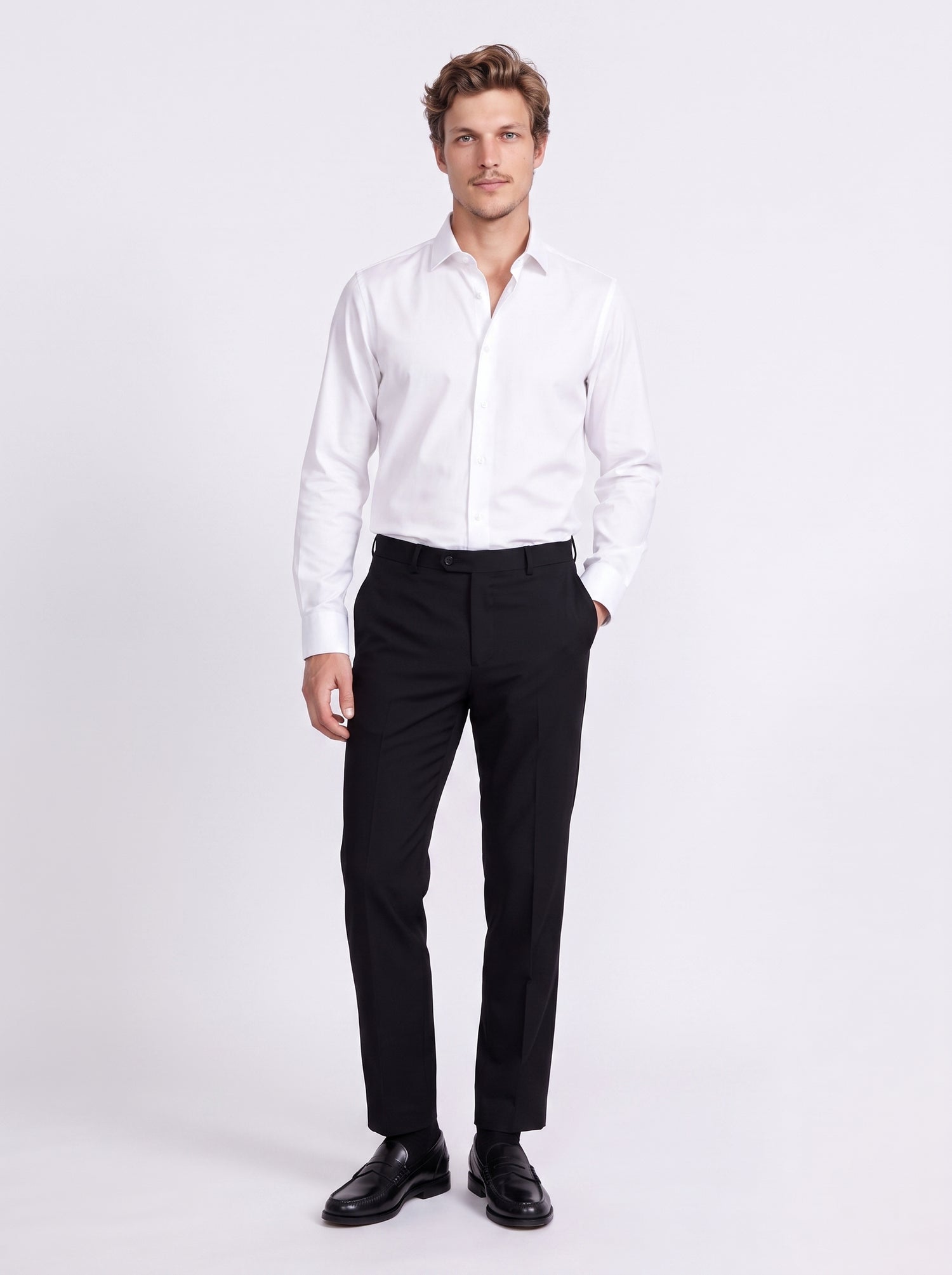 Camisa clásica blanca lisa