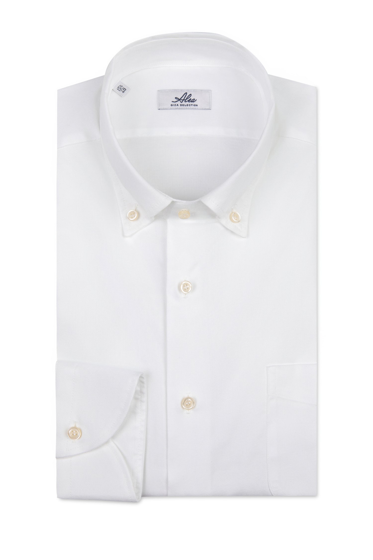 Camisa blanca lisa con cuello abotonado
