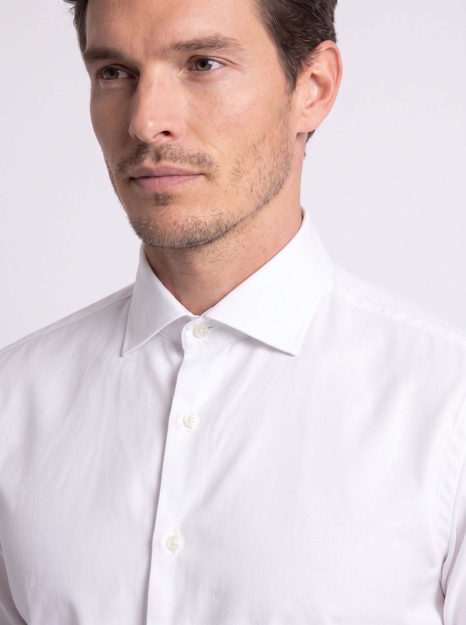 Camicia in cotone oxford collo francese vestibilità slim bianca