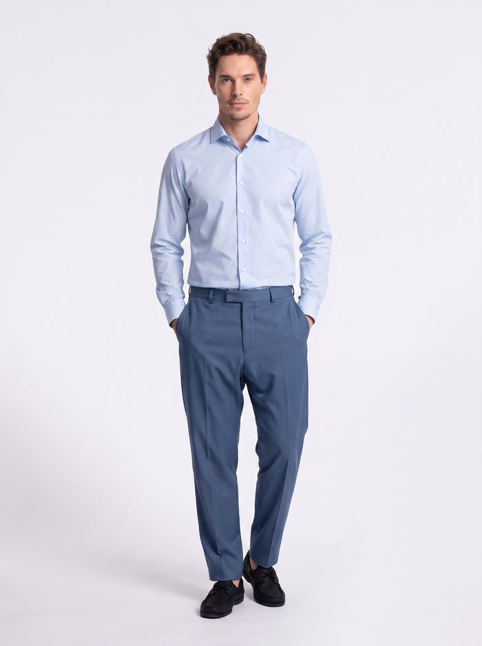 Camicia in cotone oxford collo francese vestibilità slim celeste